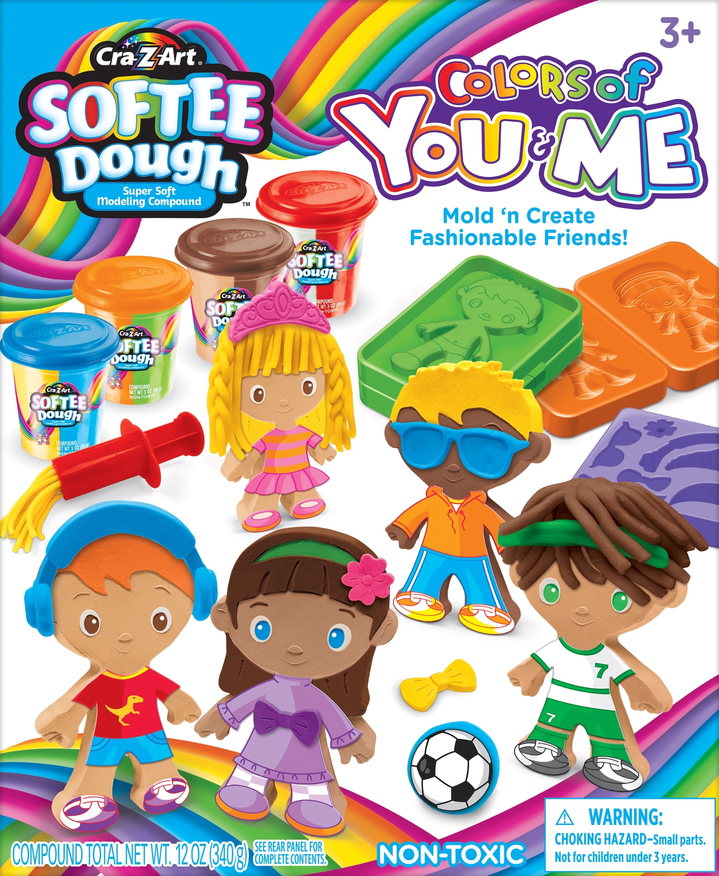Cra-Z-Art Softee Dough Multicolor Colors of You and Me, 1 Dough Set, Child Ages 3 and up