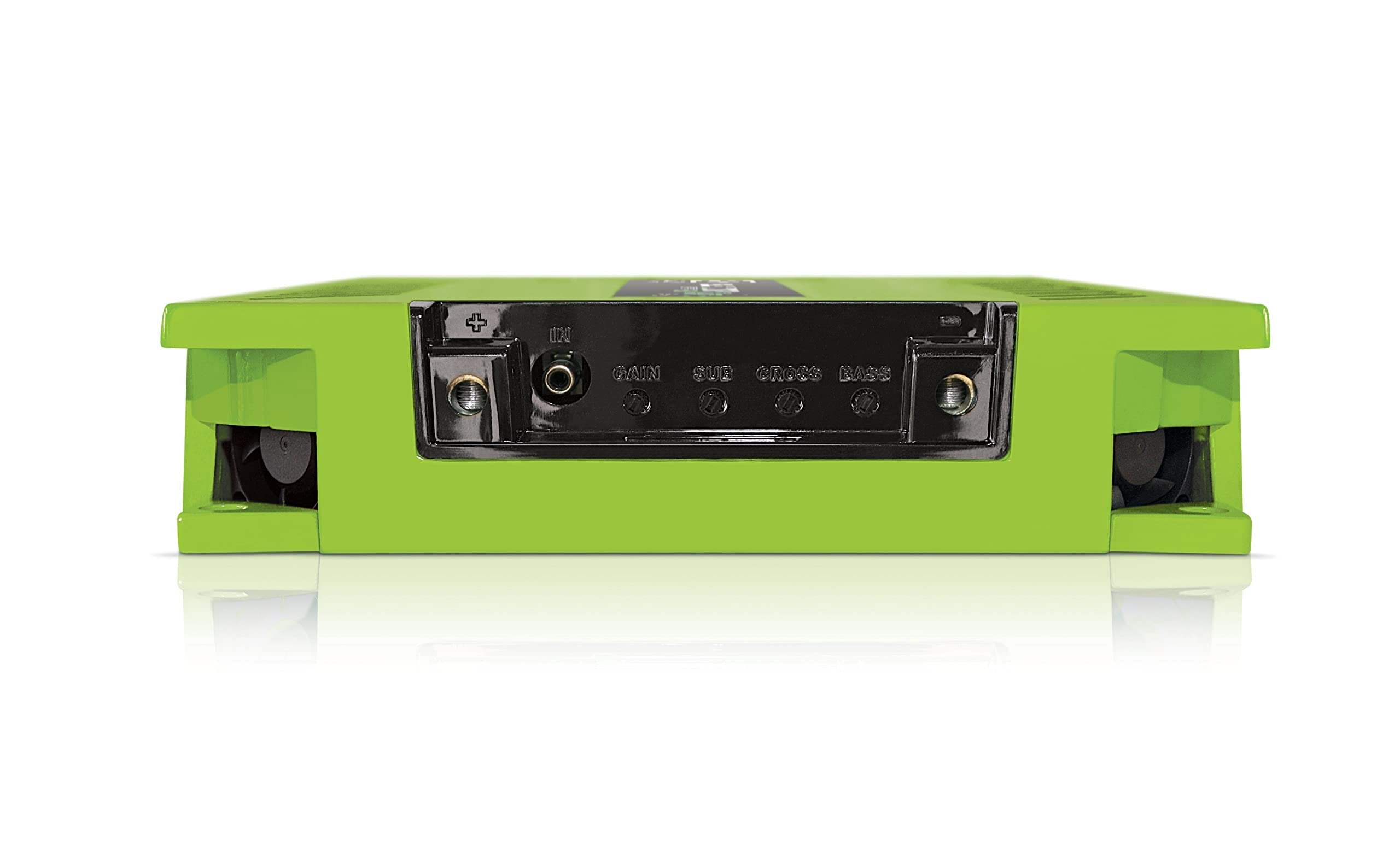 Electra 1-Ch. Vehicle Audio Bass Amplifier - 3000WRMS D Class High-Powered Mono Bass Amp w/Subsonic & Low Pass Filters Stable @ 2 ohm, LED Indicators, Sound Specialization, Green - BANDA 3K2OHMGREEN