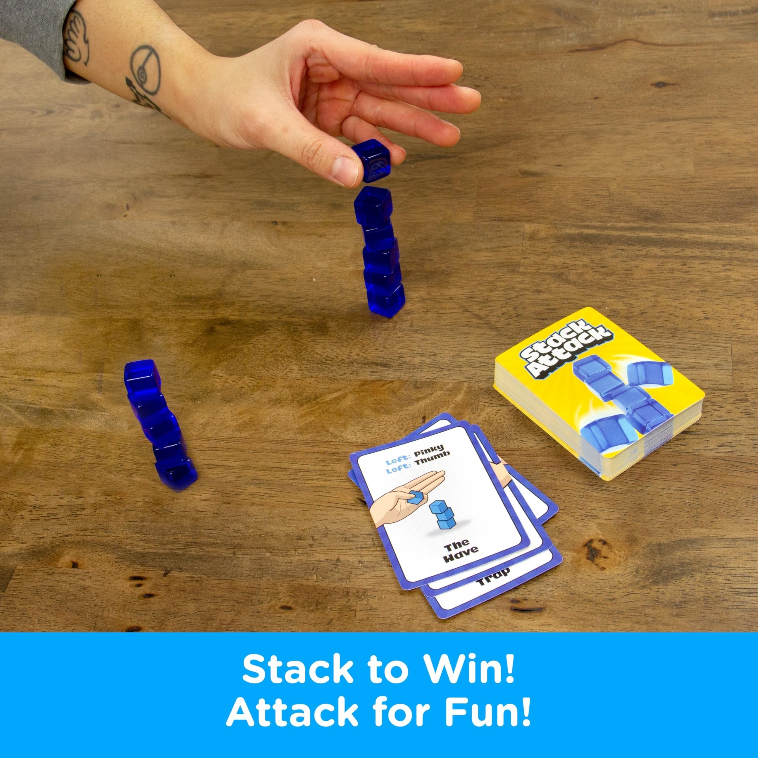 AQUARIUS Stack Attack Game - Stacking Blocks Game - Fun Family Party Game for Kids, Teens & Adults - Entertaining Game Night Gift - 4 to 6 Players - Ages 8 & Up