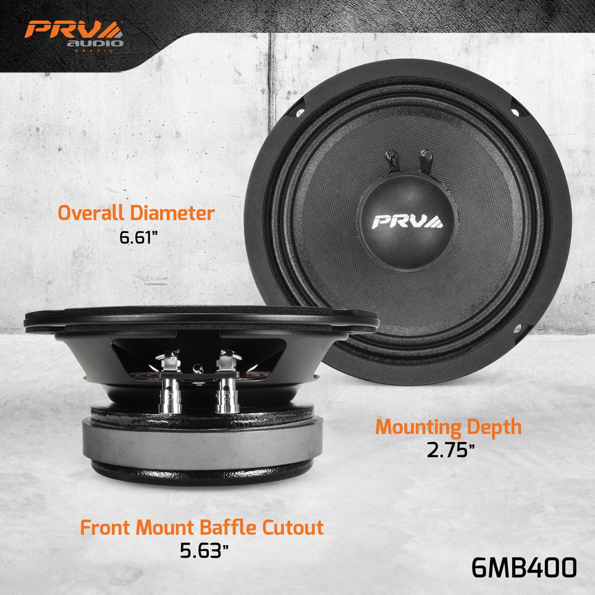 PRV AUDIO 6.5 Inch Midbass Speaker 6MB400 8 Ohm 400 Watts High Performance PRO Audio Loudspeaker High Output Sound (Single)