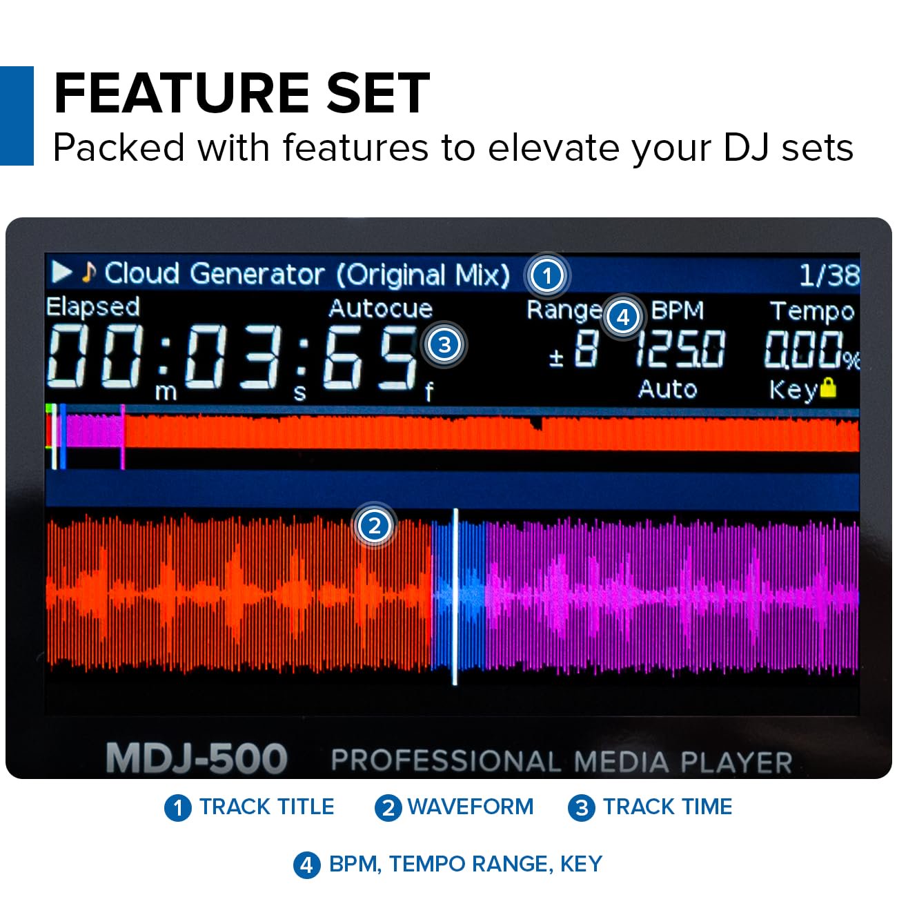Gemini Sound MDJ-500 - Professional DJ Media Player, Compact Design with Full-Featured Performance, Compatible with Virtual DJ, Perfect for Beginners