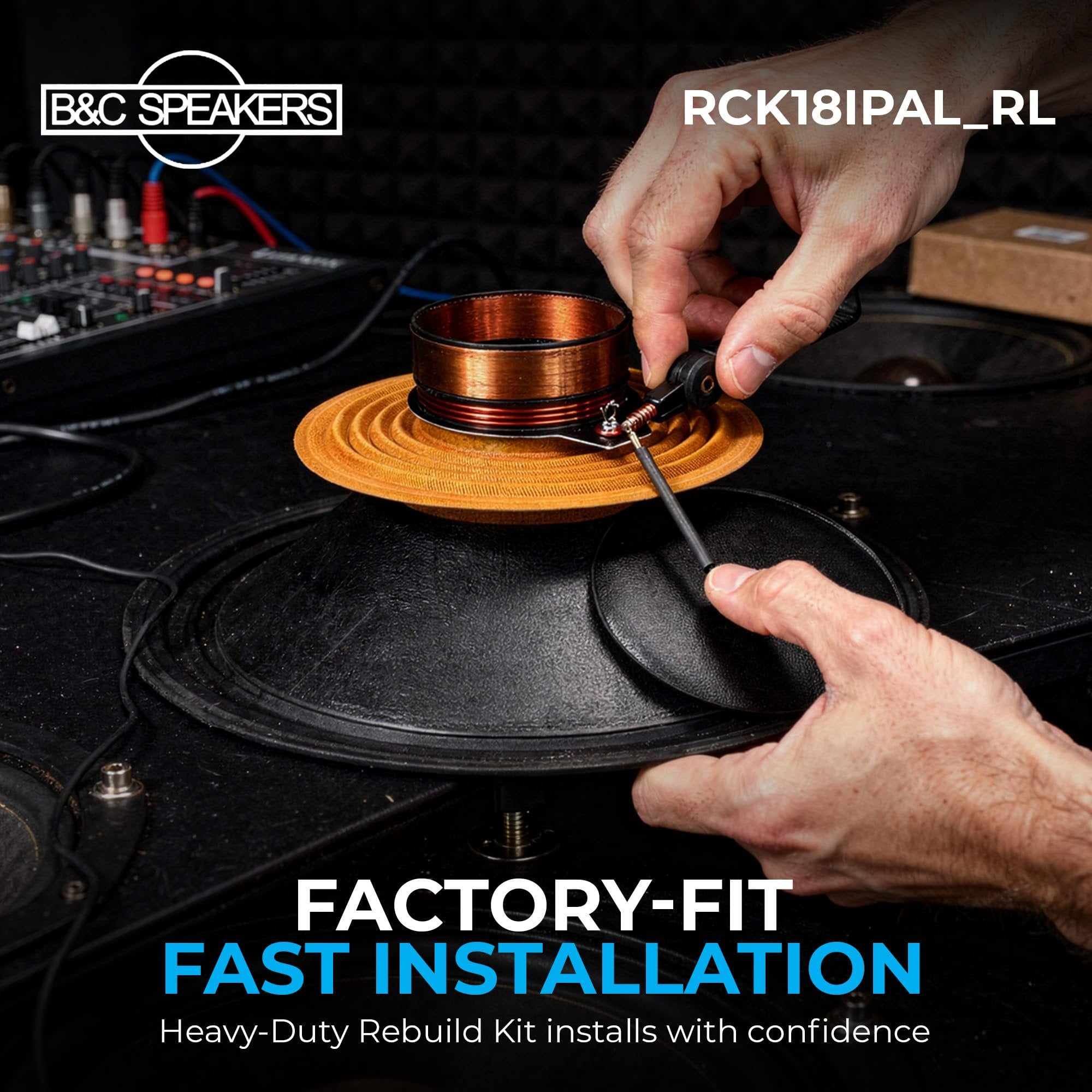 B&C 18-Inch Speaker Recone Kit, Waterproof Cone, 2 Ohm Replacement Recone Kit for IPAL 18IPAL Woofer, High Power Speaker Recone Kit for Pro Audio, Touring Systems