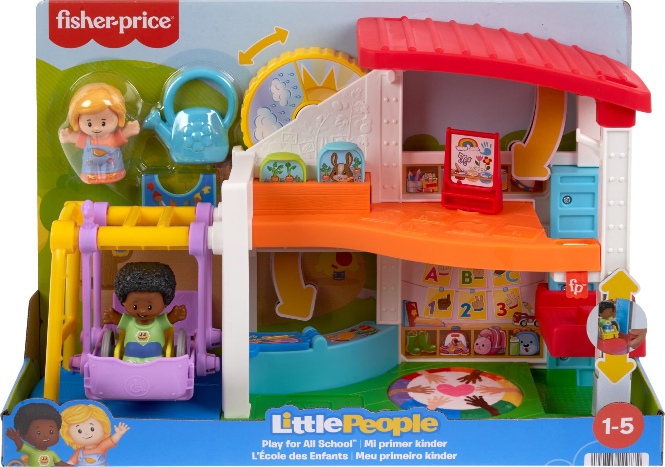 Fisher-Price Little People Toddler Playset Play for All School with 2 Figures & 2 Accessories for Preschool Pretend Play Ages 1+ Years