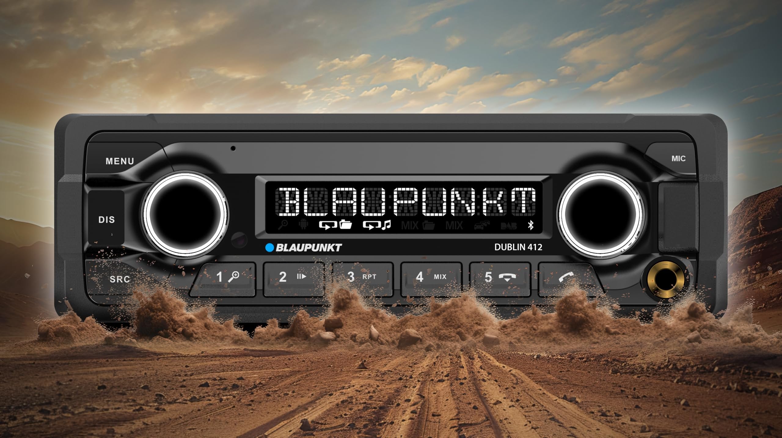 Blaupunkt DUBLIN412 Single DIN Car Stereo, AM FM Radio, BT Dual USB Digital Media Receiver, FLAC MP3 Player, Hands Free Calling, 50W x4 Power, Dual Subwoofer RCA Output, Voice Assistant, 12V