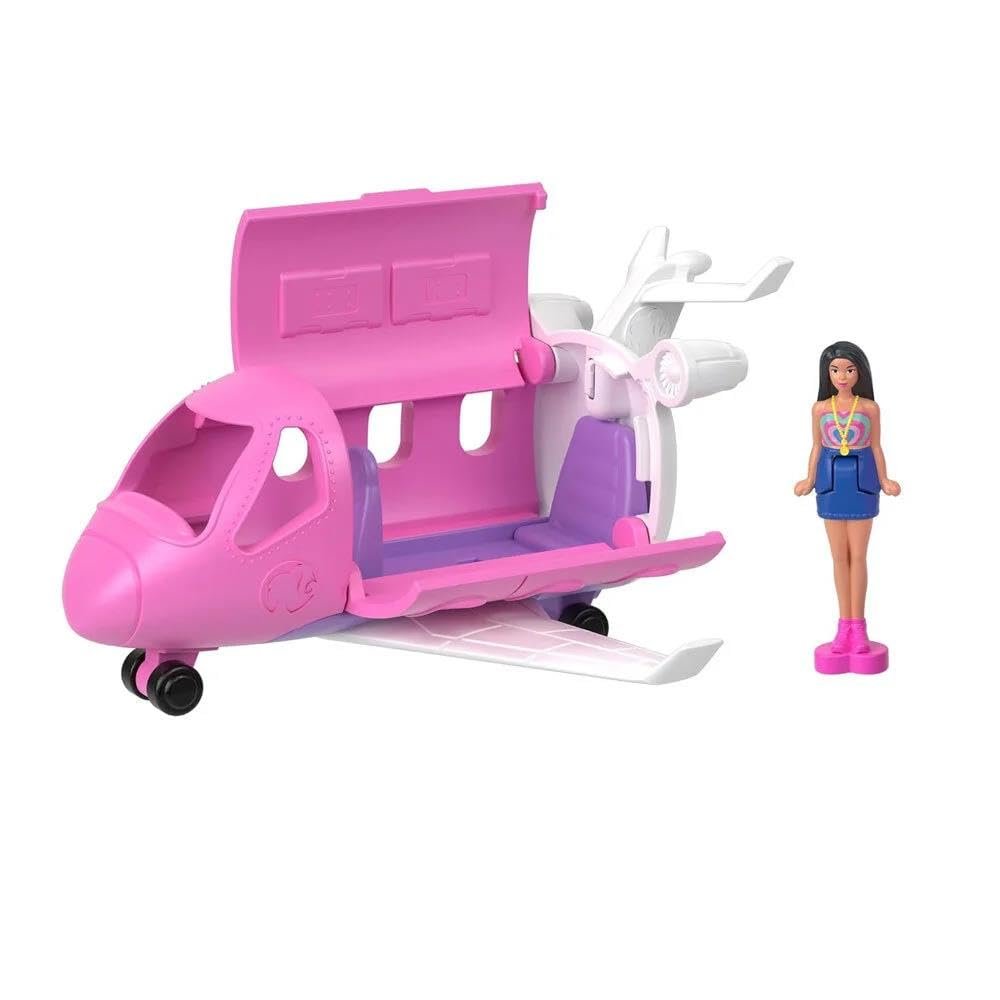 Barbie Mini BarbieLand Toy Vehicle Playset with 1.5-inch Doll & DreamPlane with Working Doors & Color-Change Surprise