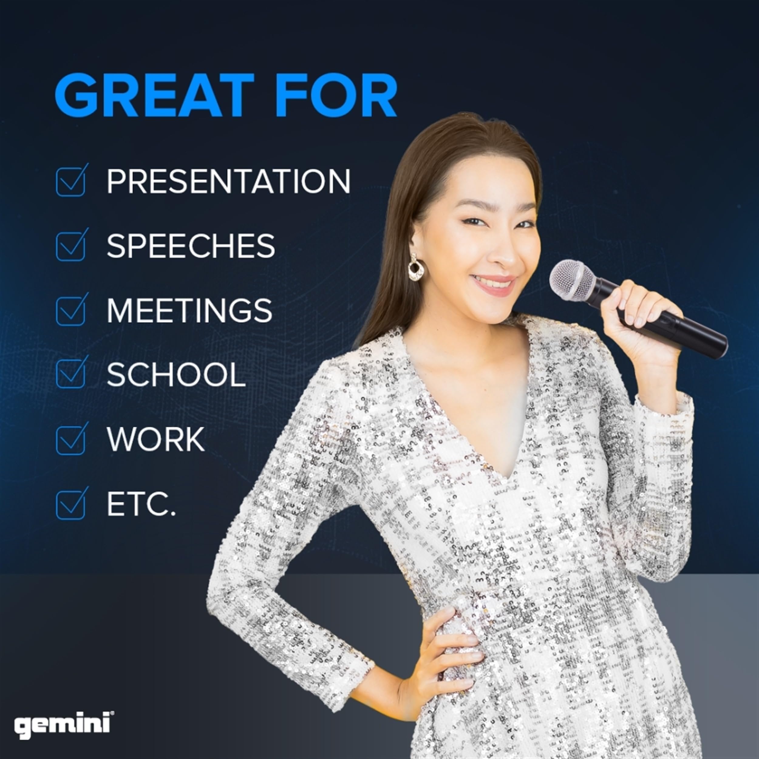 Gemini UHF-02 S34 Wireless Microphone System - Channels 3 & 4 - Versatile Cordless Mics for Podcasting and Events