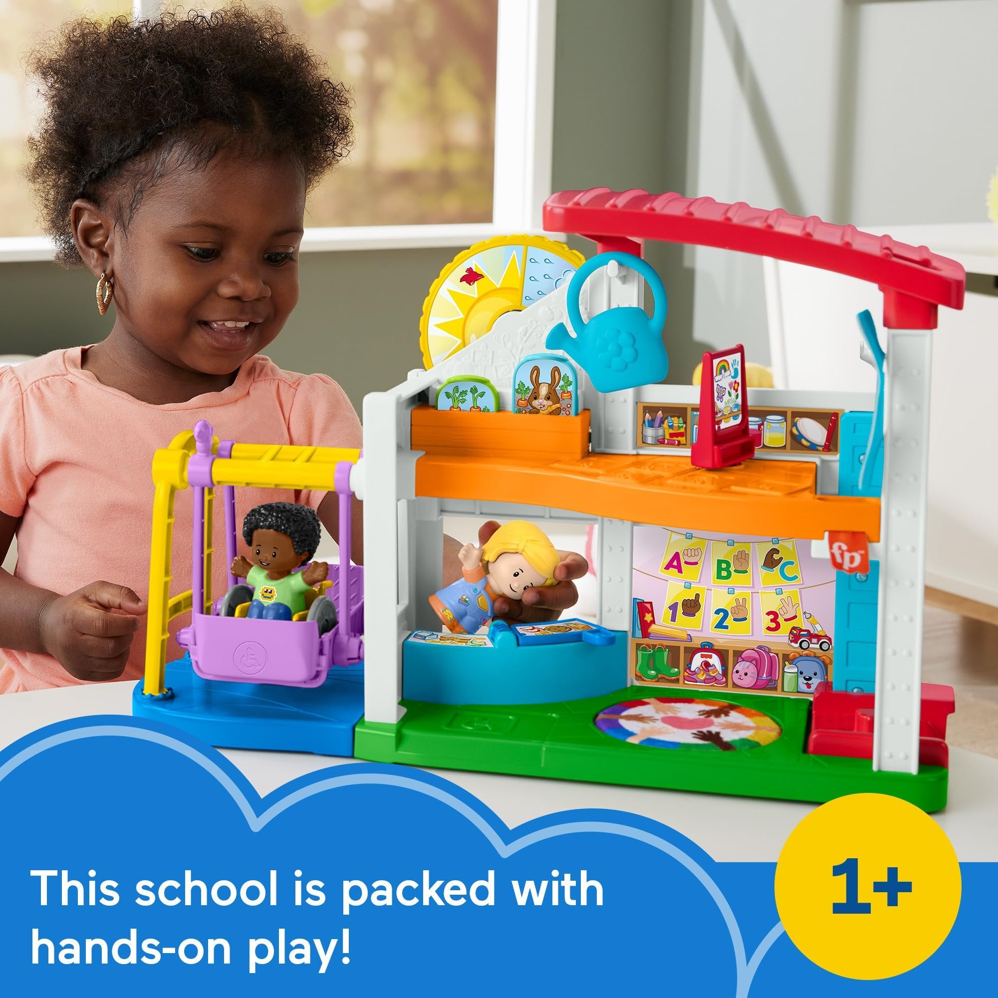 Fisher-Price Little People Toddler Playset Play for All School with 2 Figures & 2 Accessories for Preschool Pretend Play Ages 1+ Years