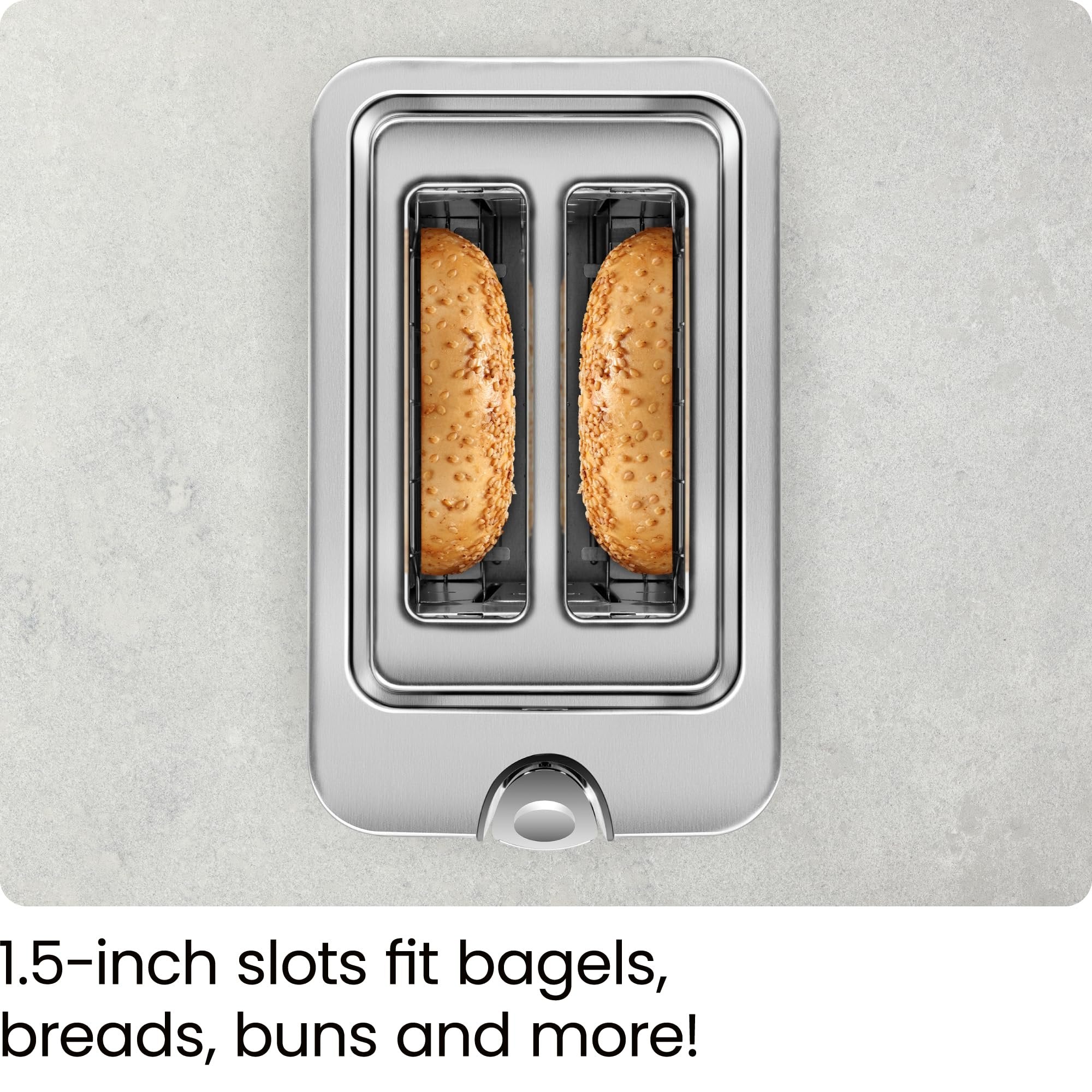 Chefman 2-Slice Pop-Up Stainless Steel Toaster w/ 7 Shade Settings, Extra Wide Slots for Toasting Bagels, Defrost/Reheat/Cancel Functions, Removable Crumb Tray, 850W, 120V, Silver
