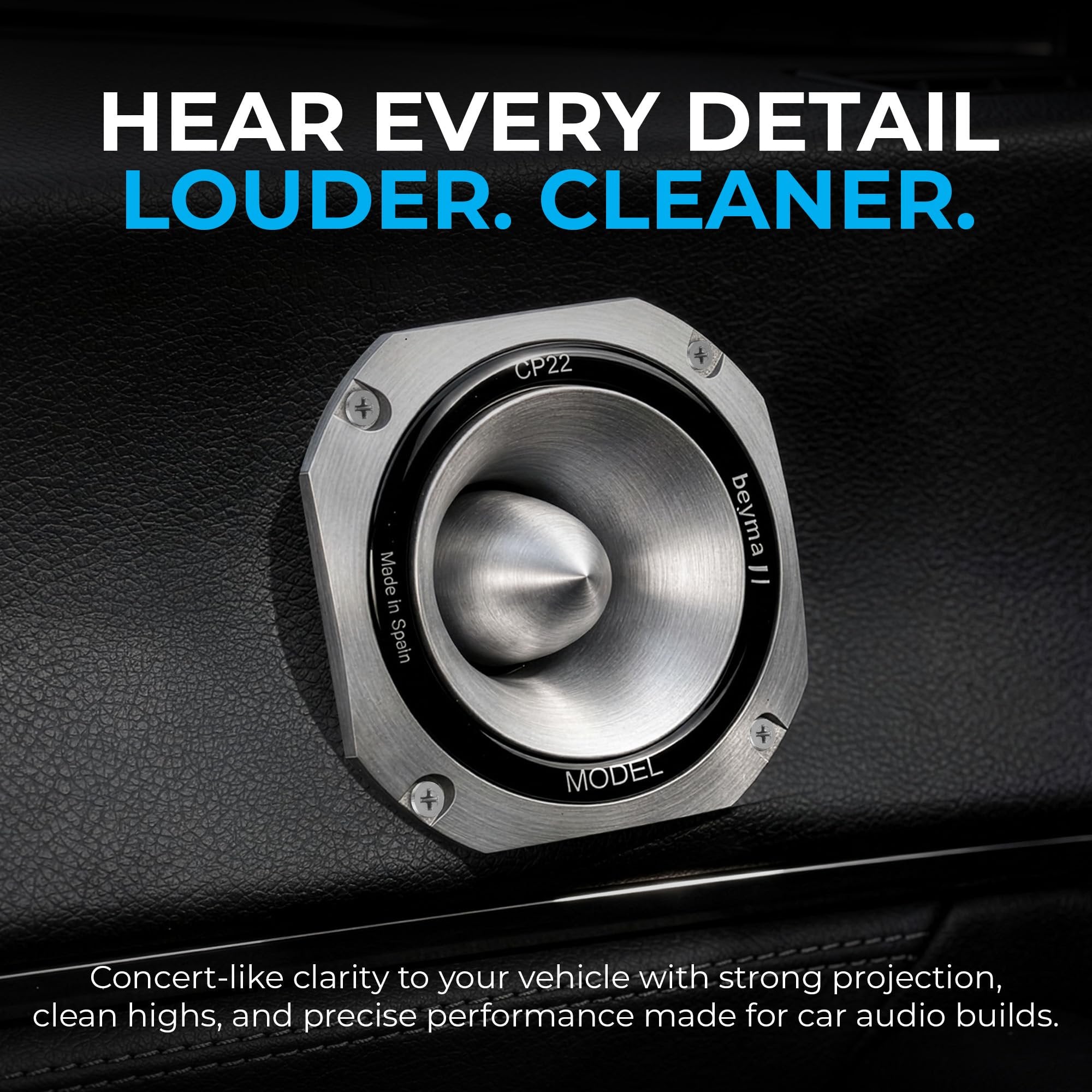 Beyma 8 Ohm Compression Tweeter Speaker, 4 Inch, 107dB Sensitivity, 1.5" Voice Coil, Aluminum Diaphragm, High Output Tweeters Speakers Car Audio, Long Throw Narrow Dispersion, 25W AES Power