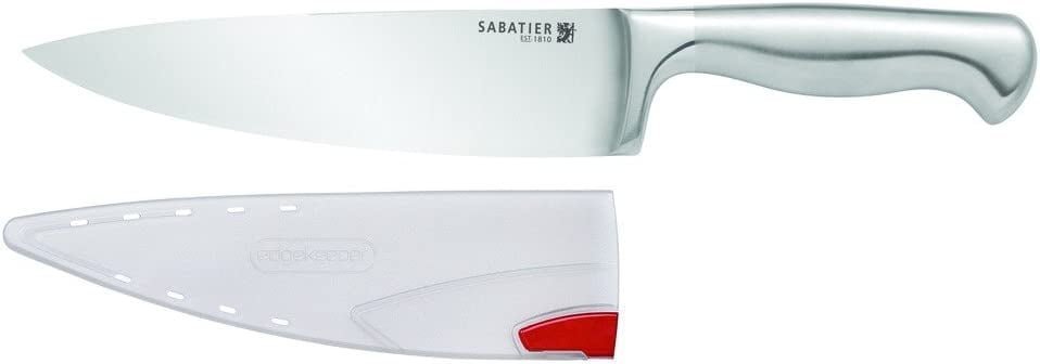 Sabatier Forged Stainless Steel , High-Carbon, Kitchen Knife. Slicing Knife with Edgekeeper Self-Sharpening Blade Cover, Razor-Sharp  to Cut Fruit, Vegetables and more,  8-Inch Chef Knife