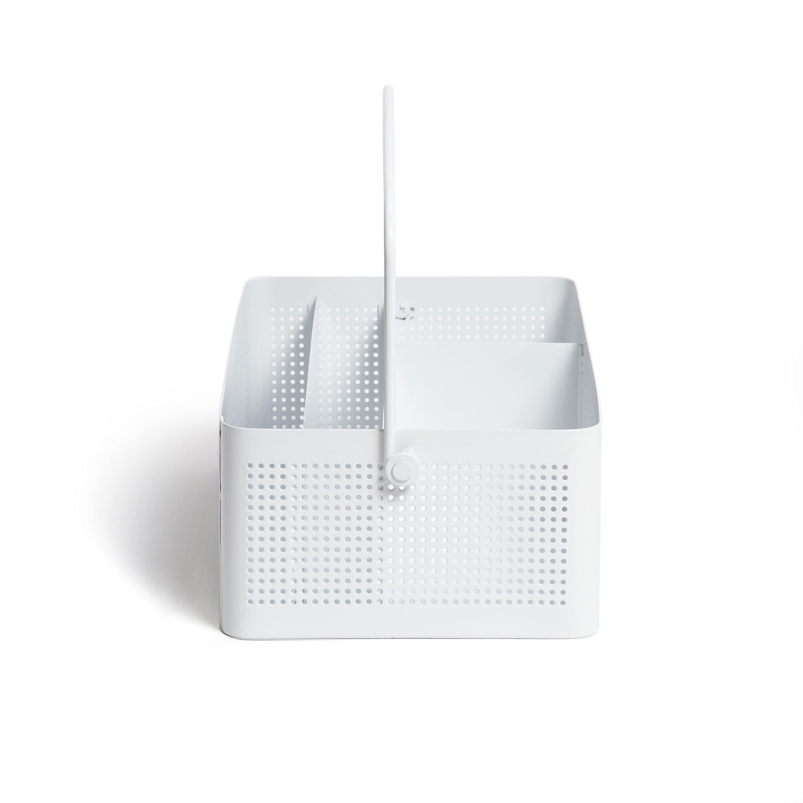 U Brands Modern Perforated Caddy Desktop Organizer, Office Supplies, Metal, White, 1 Count