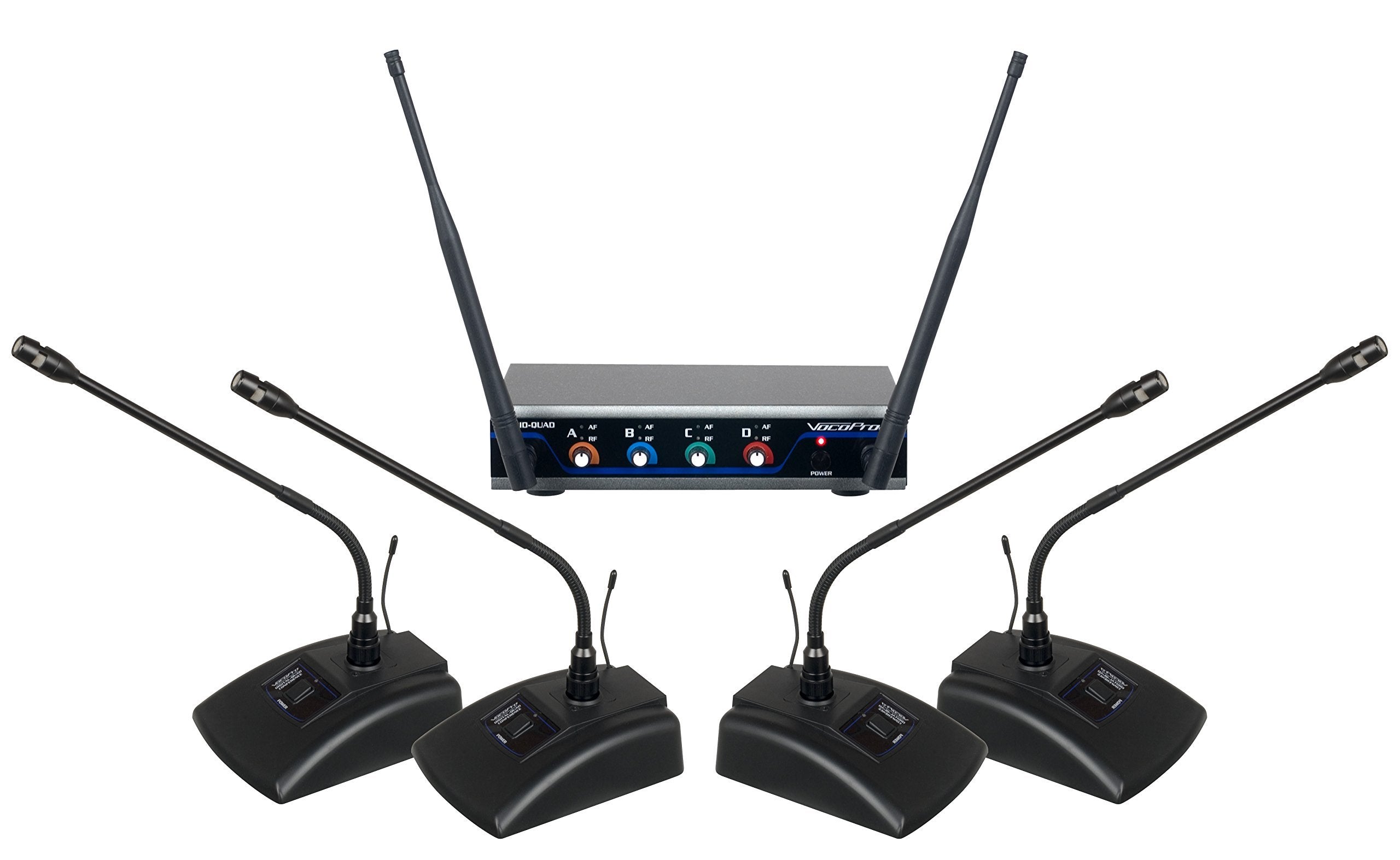 VocoPro, 4 Wireless Microphone System, XLR Connector, Black, Digital-Quad-Conference-C2