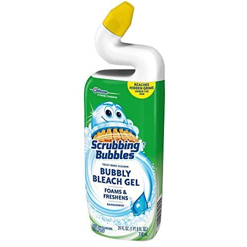 Scrubbing Bubbles Bubbly Bleach Gel Toilet Bowl Cleaner, Rainshower, 1 Squeeze Bottle, 24 oz