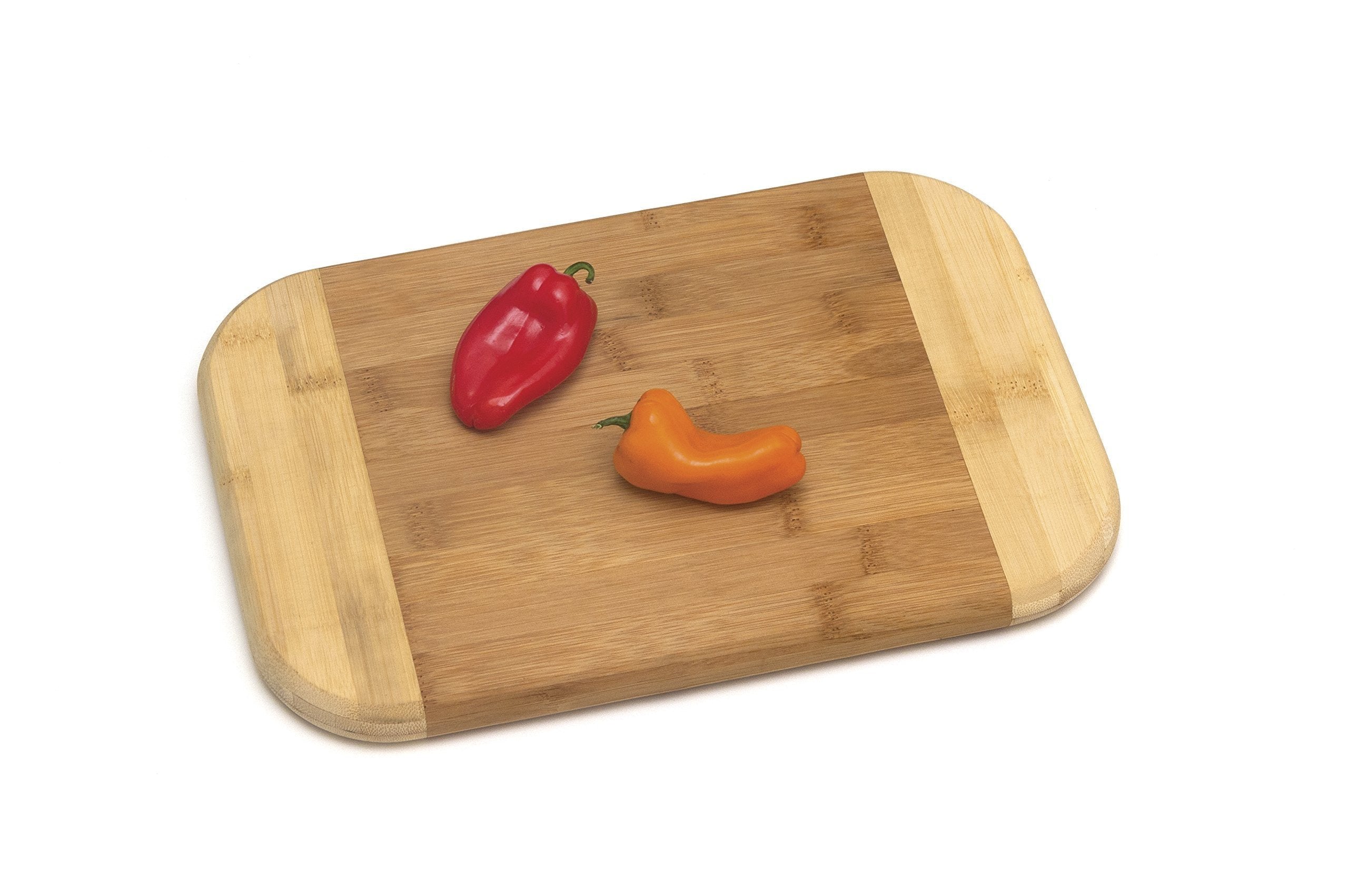 Lipper International Bamboo Wood Two-Tone Kitchen Cutting and Serving Board, Medium, 11-3/4" x 7-3/4" x 3/4"