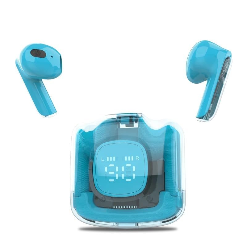 MOONKI Sound MH-TWS50-LBL Rechargeable in-Ear Headphone Earbud Built-in Microphone Digital Display Case 4-Hour Playback Comfortable Compact Stylish Audio Reliable Performance BT5.3 WL Light Blue