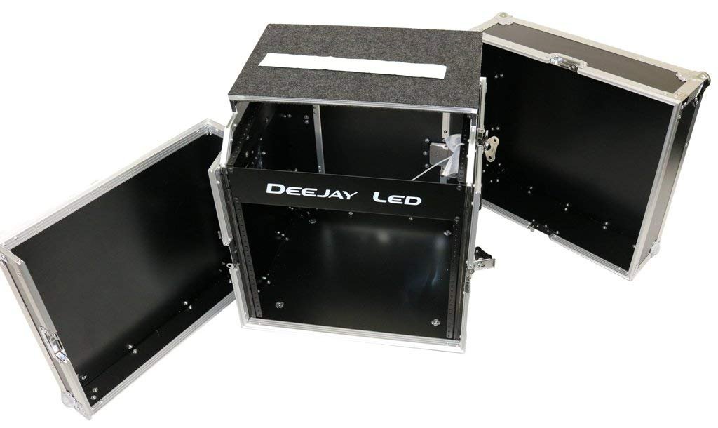 DEEJAY LED Hard Case Designed To Carry A 10u Mixer, 8u Vertical Rack Accessories And A 17" Laptop Computer Case Made From Vinyl Laminated 9.0mm Plywood With An Adjustable Modular Foam Lining TBHM8ULT