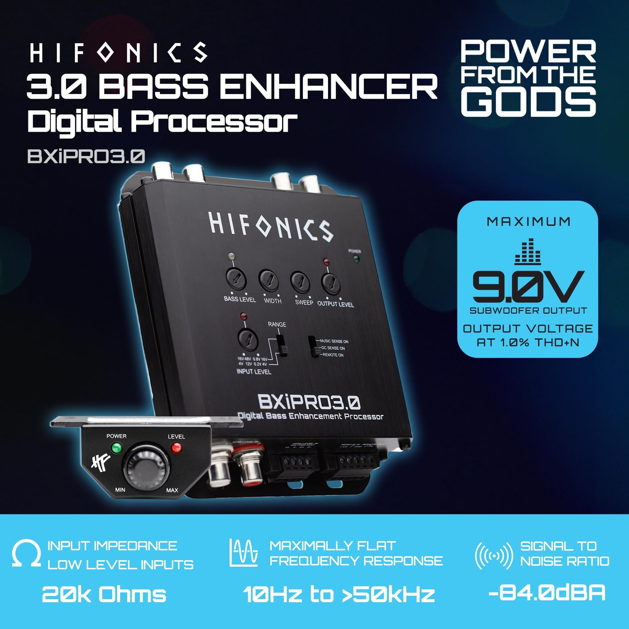 Hifonics BXIPRO3.0 Bass Enhancer, Digital Processor with Dash Mount Remote Control, Integration with Any Vehicle for Upgraded Subwoofer System, Black