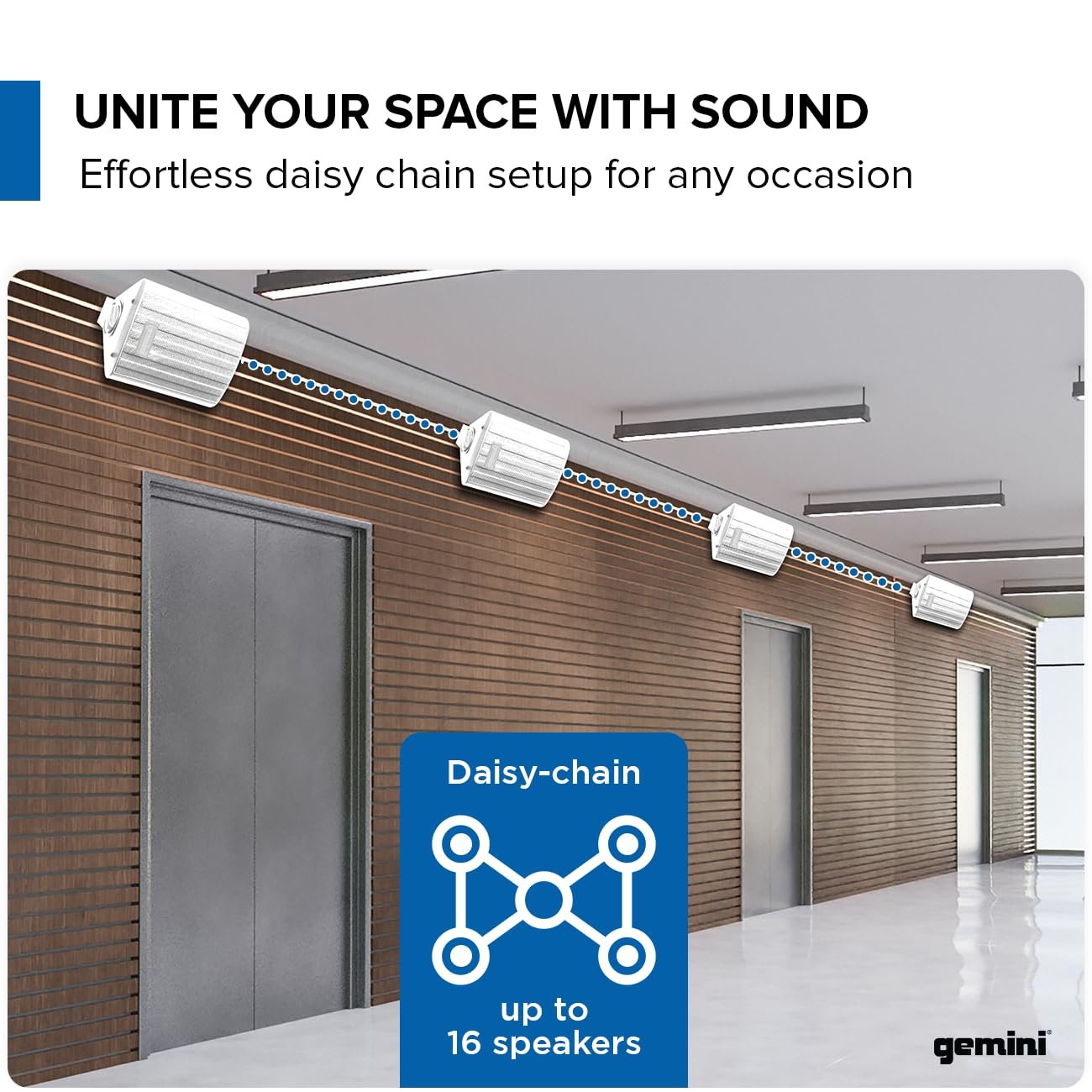 Gemini Sound GHSI-W525BT-PR-WHT 5.25" Inch Powerfull Bass Woofer 150 Watt Peak Power Waterproof Bluetooth Wall & Ceiling Mount Wired Speakers Pair Easy Daisy Chain for Home Outdoor Pool & Patio, White