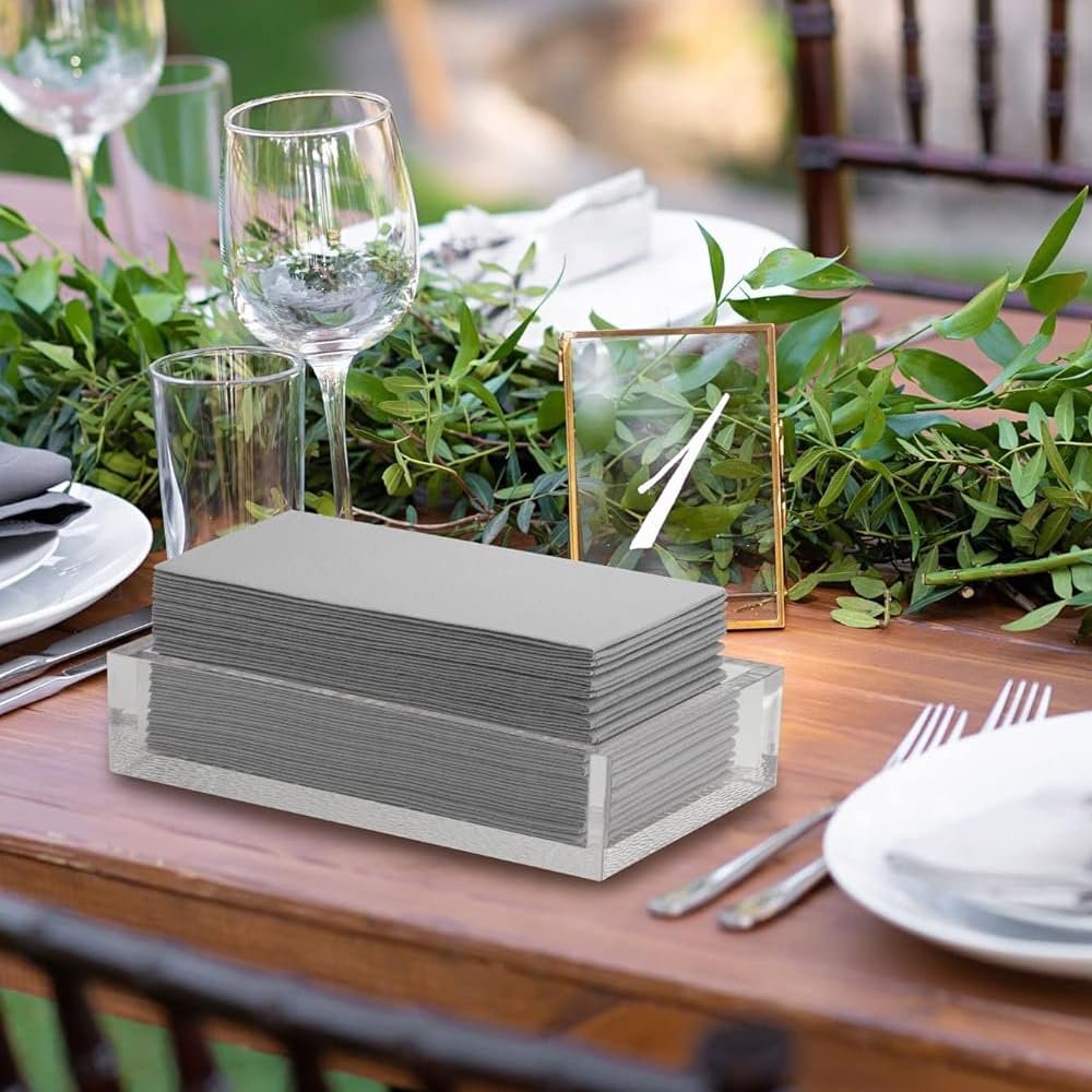 Premium Quilted Silver Cloth-Like Guest Paper Towel - (Pack of 30) - Elegant Design - Perfect for Bathrooms, Parties, and Special Events