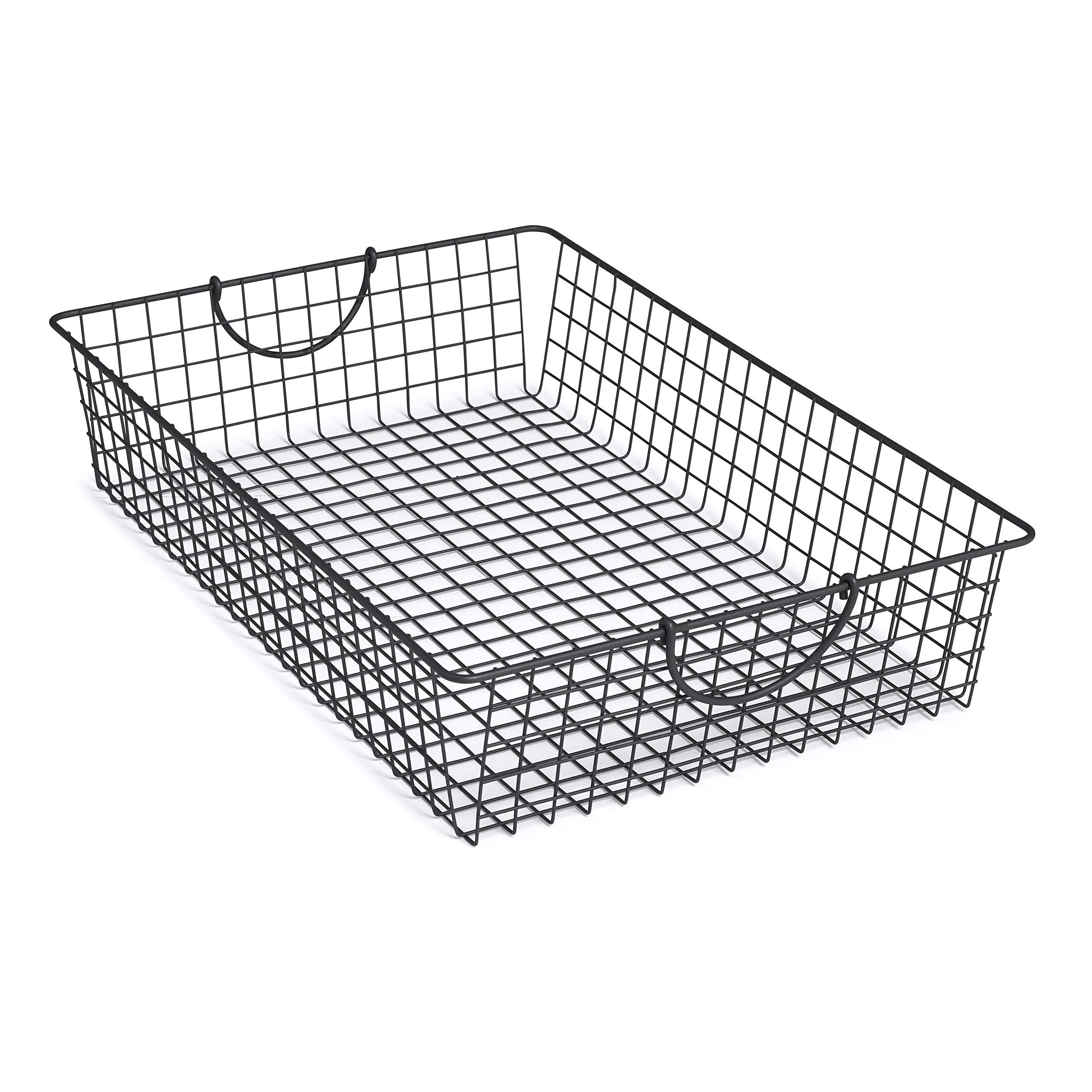 Spectrum Stowaway Wire Large Basket (Industrial Gray) - Storage Bin & Décor for Bathroom, Closet, Pantry, Under Sink, Toy, Shelf, Kitchen, & Nursery Organization