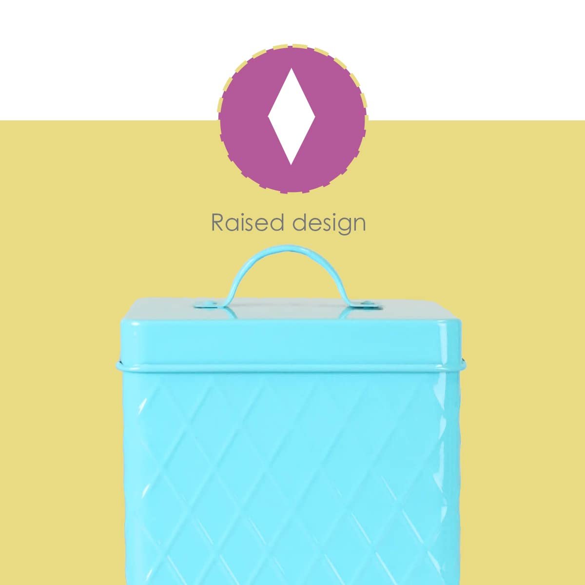 Home Basics Tin Kitchen Food Storage Organization Canister Collection (Large Canister with Cover, Turquoise)