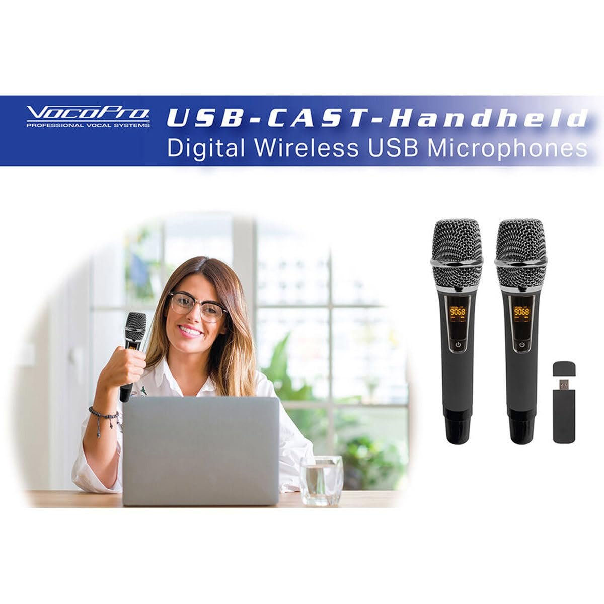 VocoPro Dual Wireless USB Handheld MIC (USBCASTHANDHELD)