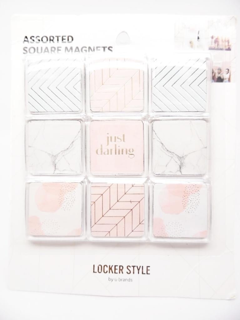 U-Brands Locker Style 9ct Assorted Square Magnets "Just Darling" Pastel Patterns