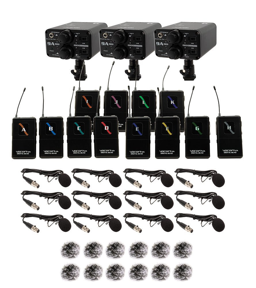 VocoPro Portable Twelve Lavalier Field/Camera-Mountable Wireless Microphone System