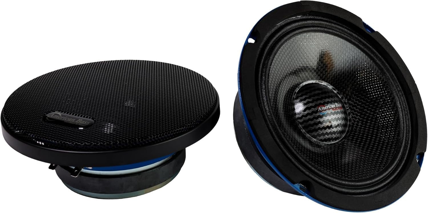 American Bass Godfather Series 6.5" Midrange Speakers, Pair of 800W Max / 400W RMS 6.5 Inch Midrange Speakers with Carbon Fiber Cone, 4 Ohm, 95dB Sensitivity, High Output Mid Range Speaker Car Audio