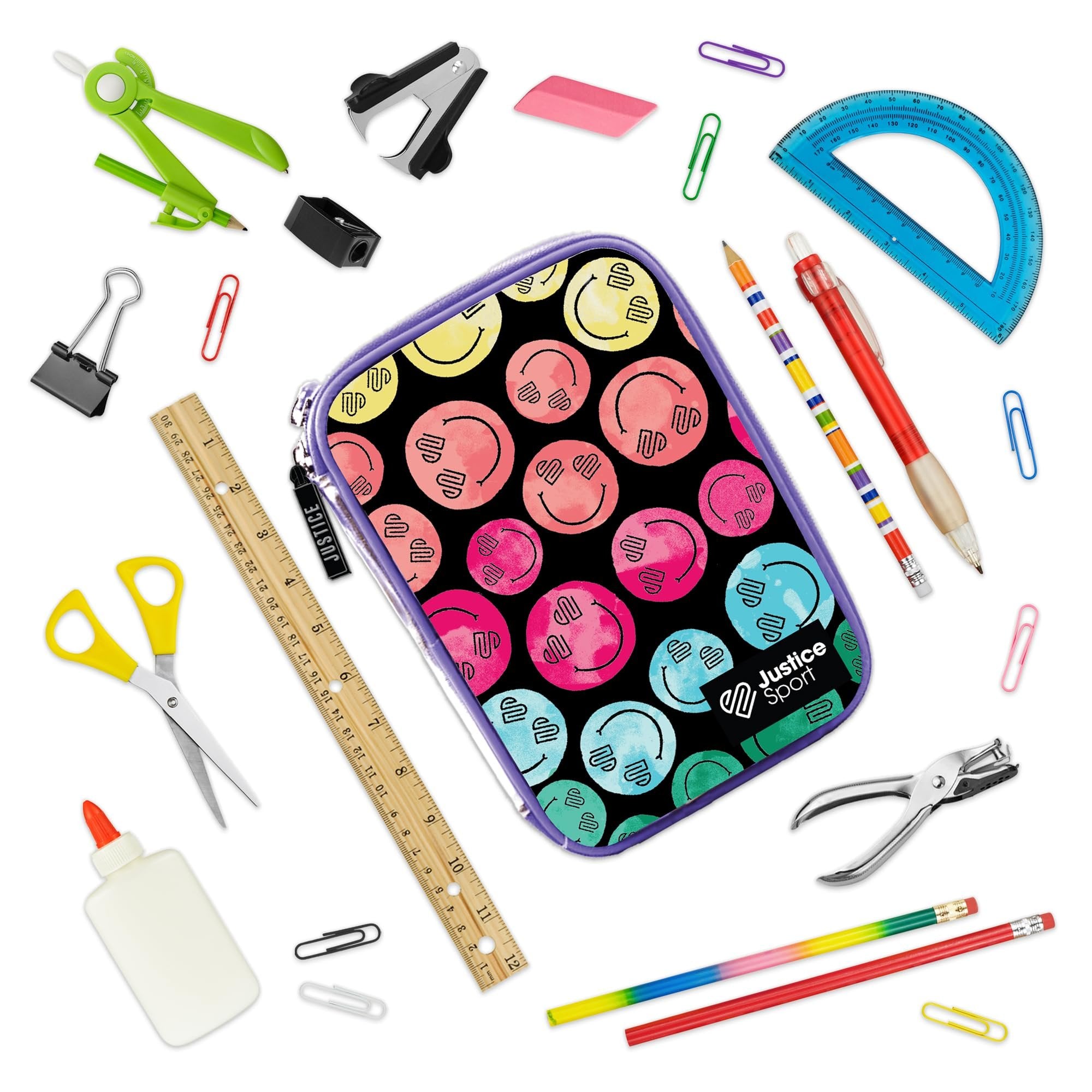 Innovative Designs Justice Pencil Case Organizer, Pen or Pencil Pouch with Zipper for Art Supplies or Stationery, 711214JUS
