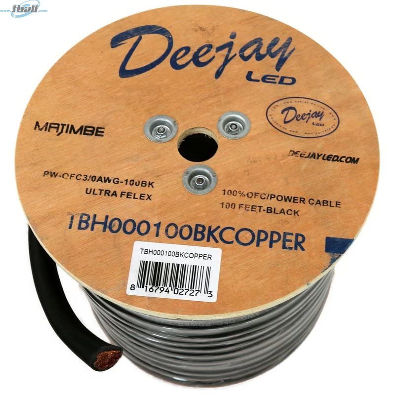 DEEJAY LED TBH000100BKCOPPE DEEJAYLED 3 Zero Gauge 100 FT Black