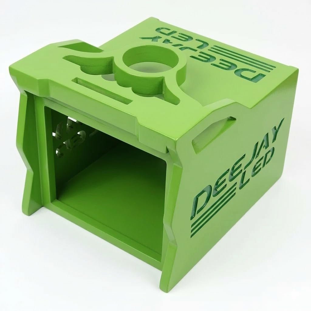 DEEJAY LED TBH1DIN3EQGREEN One Din Two EQ Wooden Case, Light Brown MDF Car Audio Controller Housing with 2.5" Cup Holder, 1 DIN EQ Wooden Box, Custom Wooden Case for Equalizer, 2.5 DIN Space - Green
