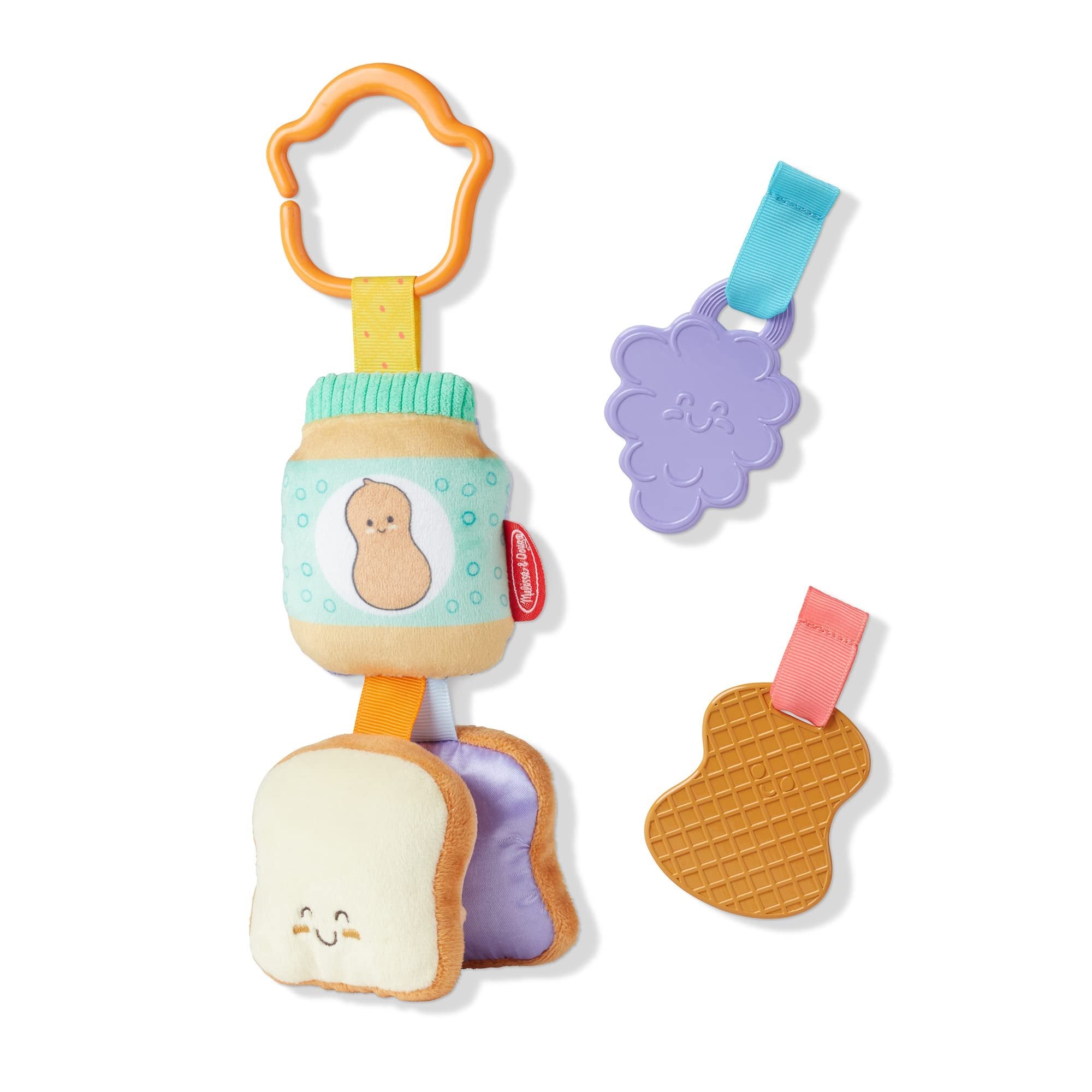Melissa & Doug Multi-Sensory PB&J Take-Along Clip-On Baby Toy | Sensory Toy for Infants | Developmental Toy for Toddlers | 0+ | Gift for Baby Boys or Baby Girls
