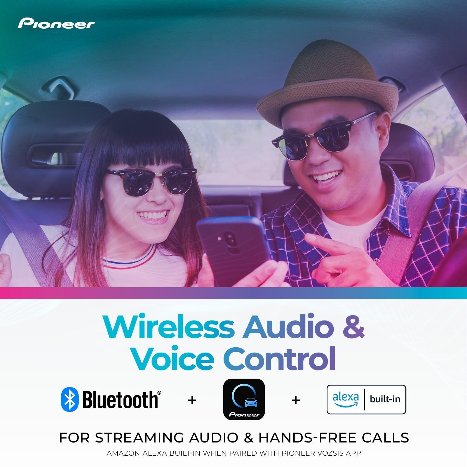 Pioneer DMH-WT3800NEX Digital Multimedia Receiver with Wireless Apple CarPlay and Android Auto, 9” Capacitive Floating Screen, Single-DIN, Built-in Bluetooth and WiFi, Amazon Alexa via App