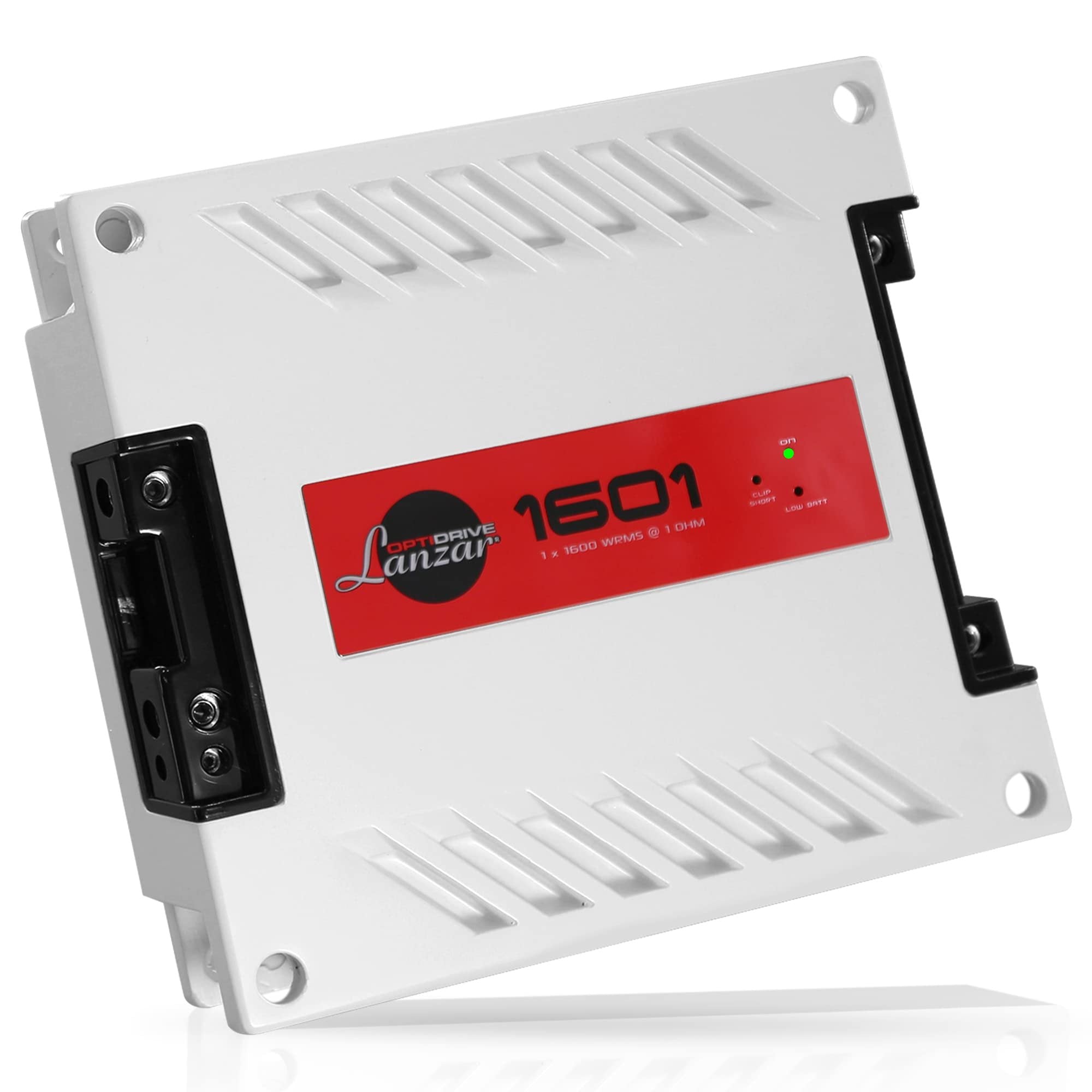 Jovial One Channel Car Audio Mono Amplifier, 2300 Watt Max @ 1 Ohm High-Powered Mono Car Amplifier with with Bass Boost High Pass Filter and Low Pass Filter, Cooling Fans, White
