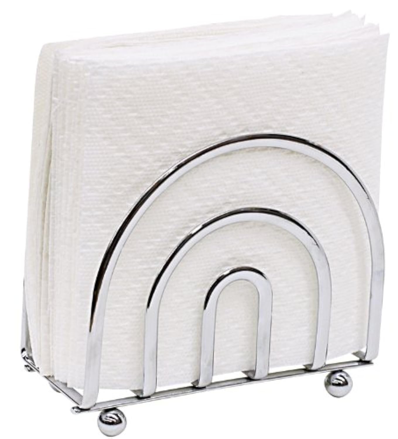 Home Basics Paper Napkin Holder/ Freestanding Tissue Dispenser For Kitchen Countertops, Dining Table, Picnic Table, Indoor & Outdoor Use, Durable Storage and Organization Option (Chrome)