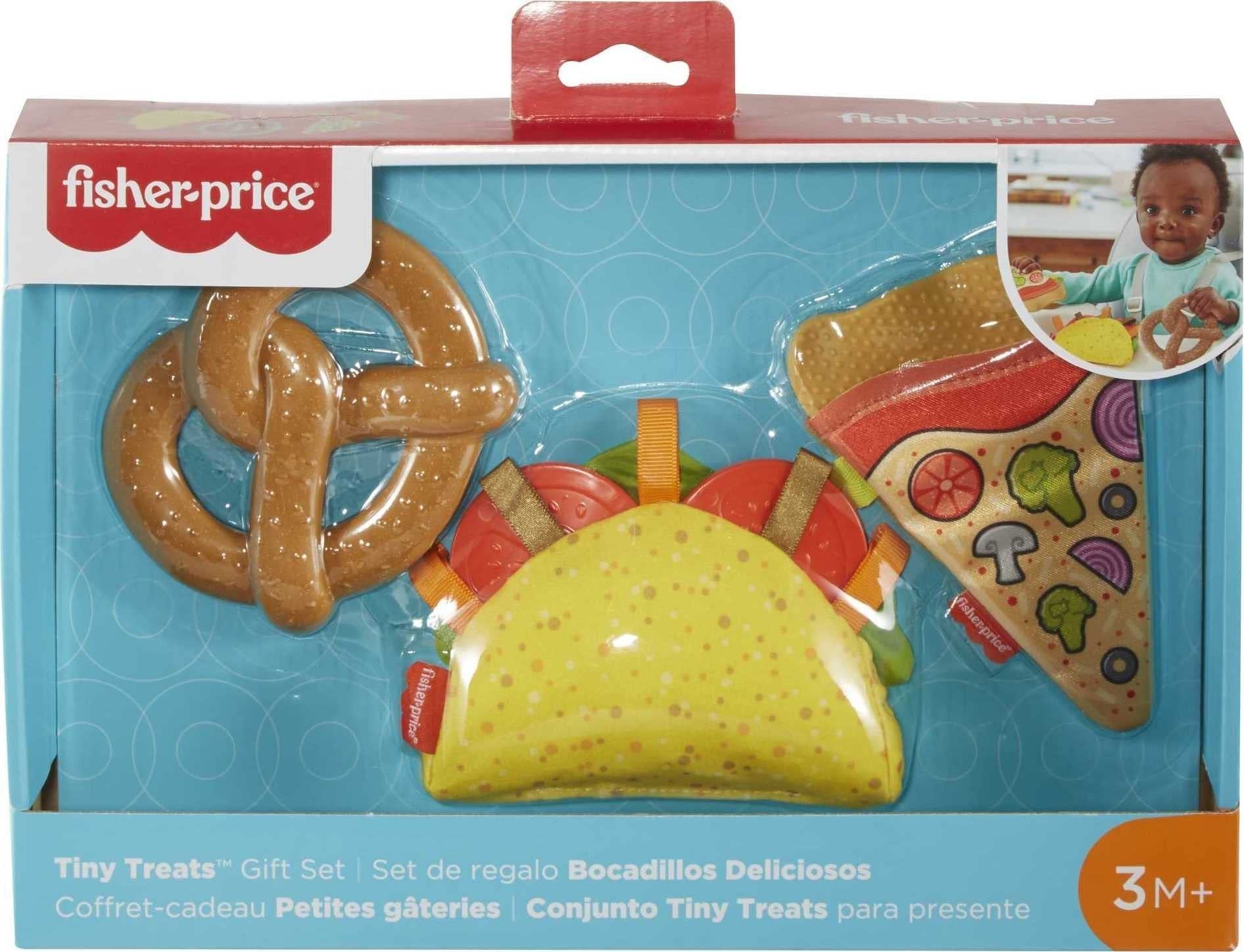 Fisher-Price Tiny Treats Gift Set, 3 pretend food infant teething toys