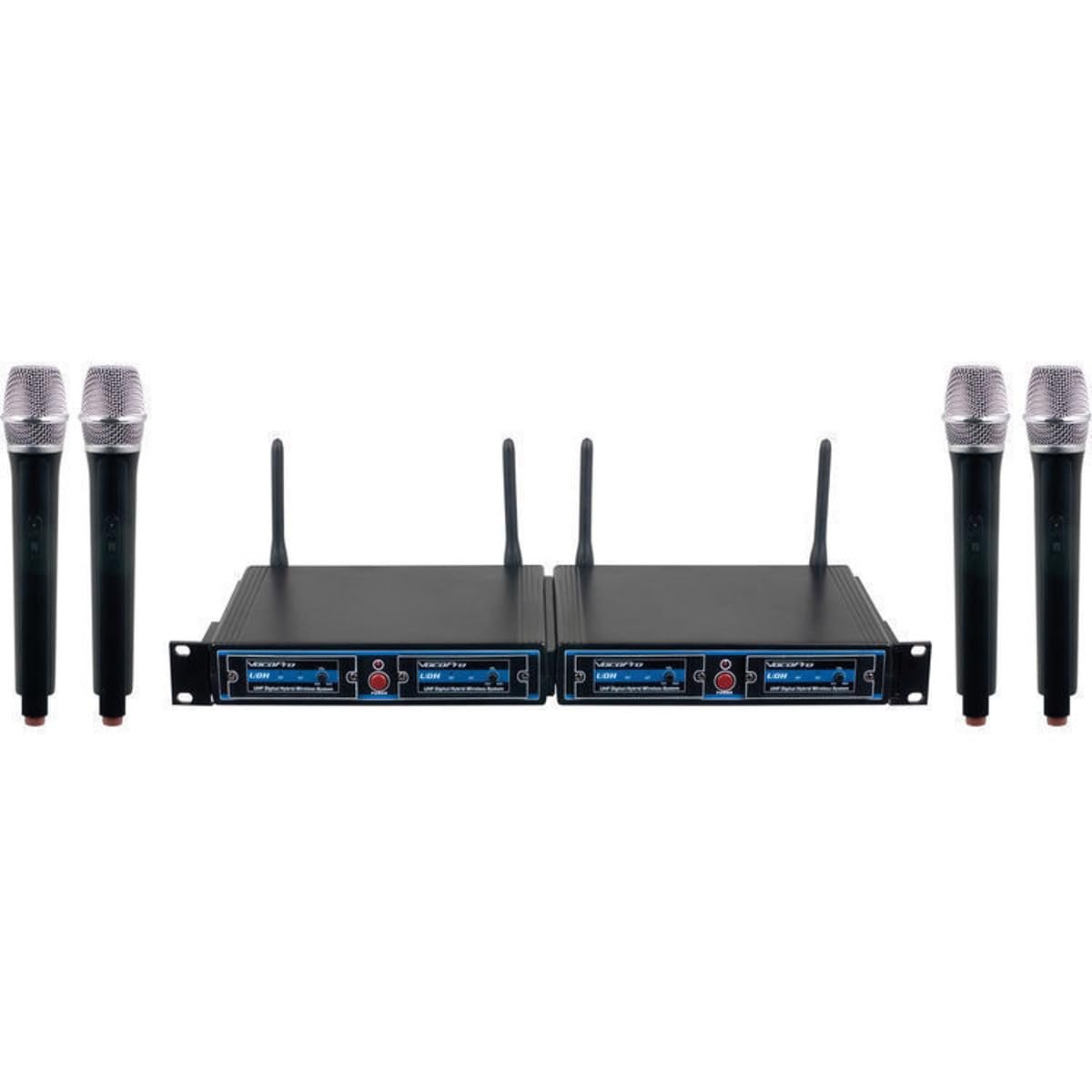 VOCOPRO UDH-CHOIR-4-MIB FOUR CHANNEL WIRELESS HANDHELD MICROPHONE SYSTEM IN A BAG