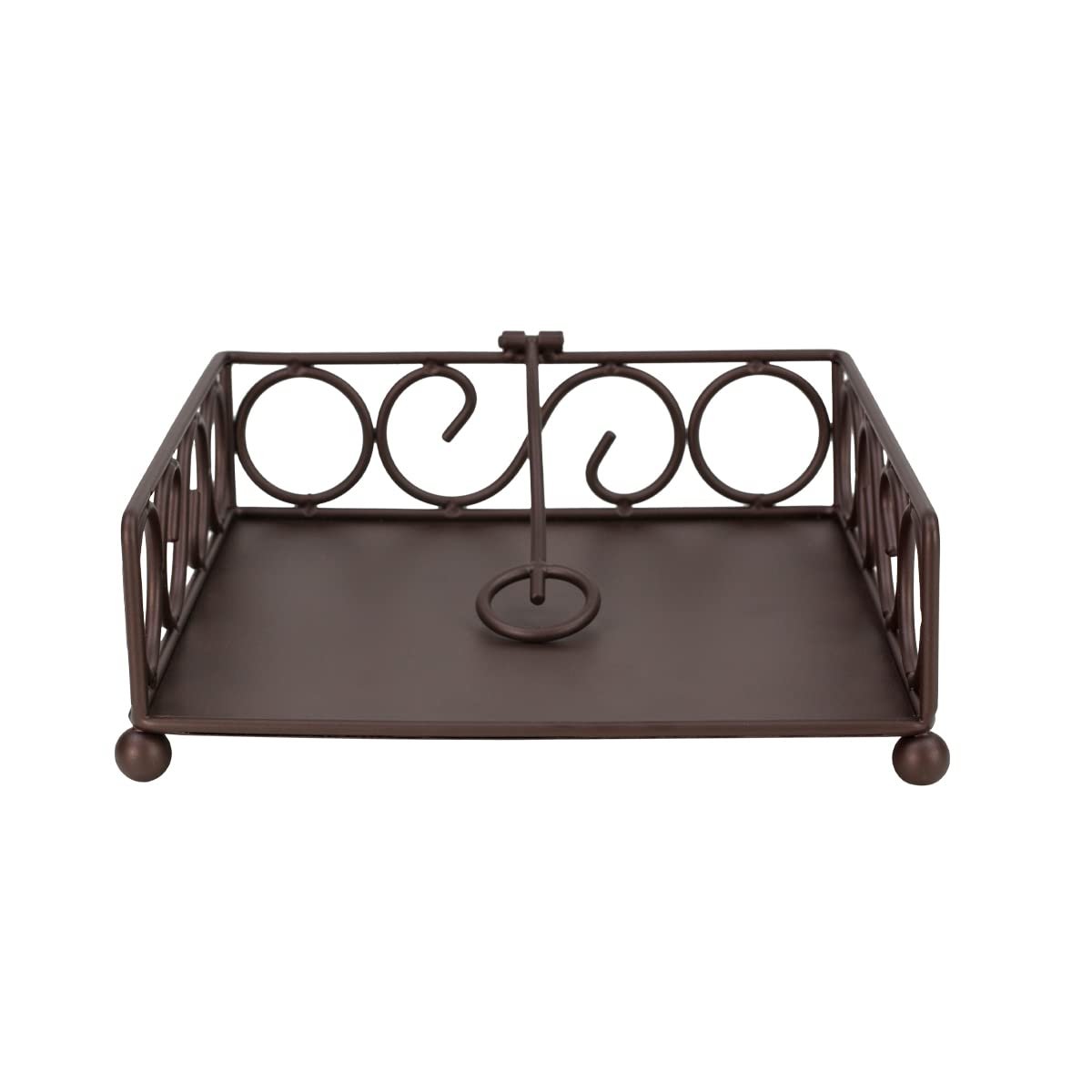 Napkin Holder For Table, By Home Basics (Bronze) | Napkin Holders For Kitchen | Scroll Design Table Napkin Holder with Stopper Medium