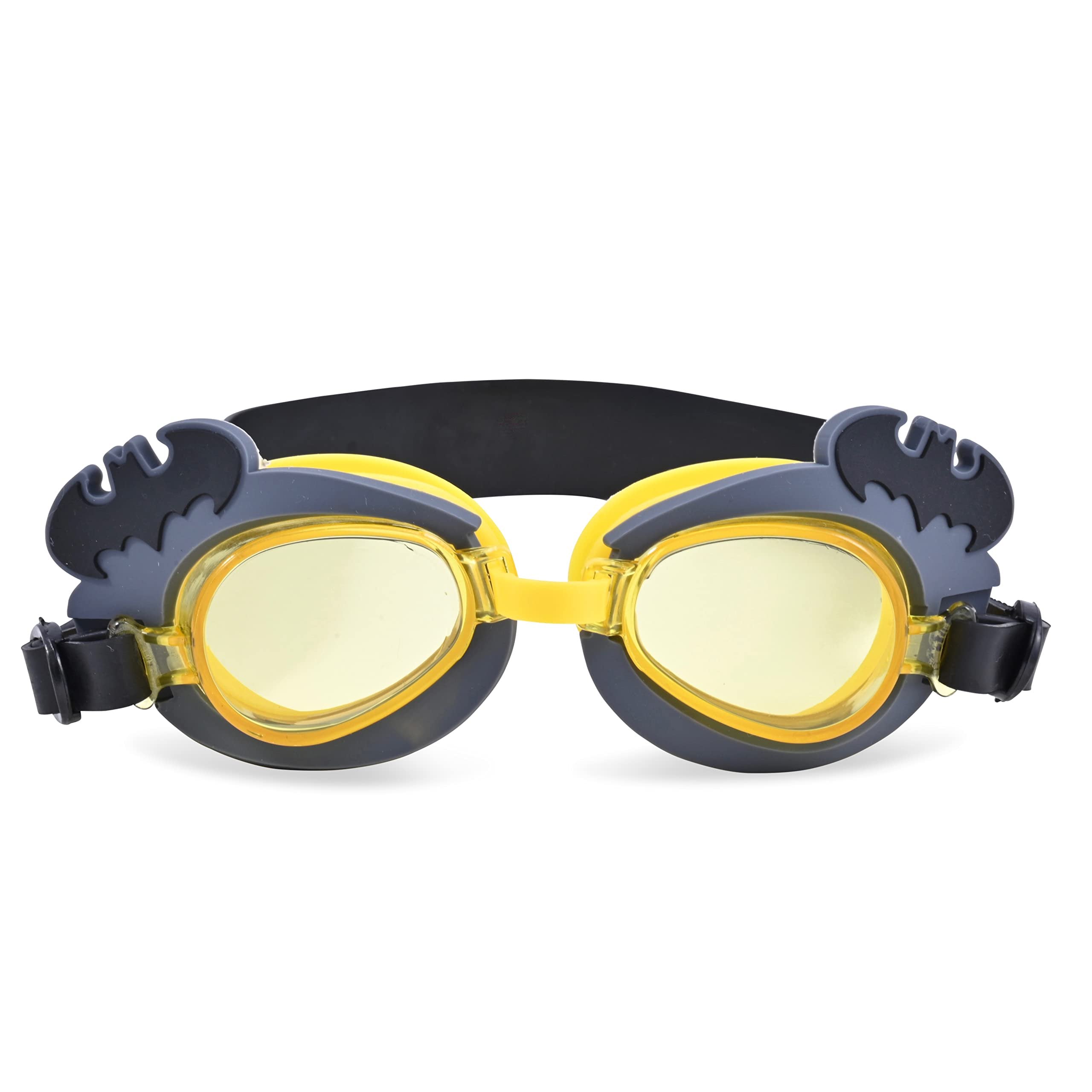 BATMAN Kids Swim Goggles for Boys and Girls | Boys Swimming Goggles with Carrying Case (Yellow)