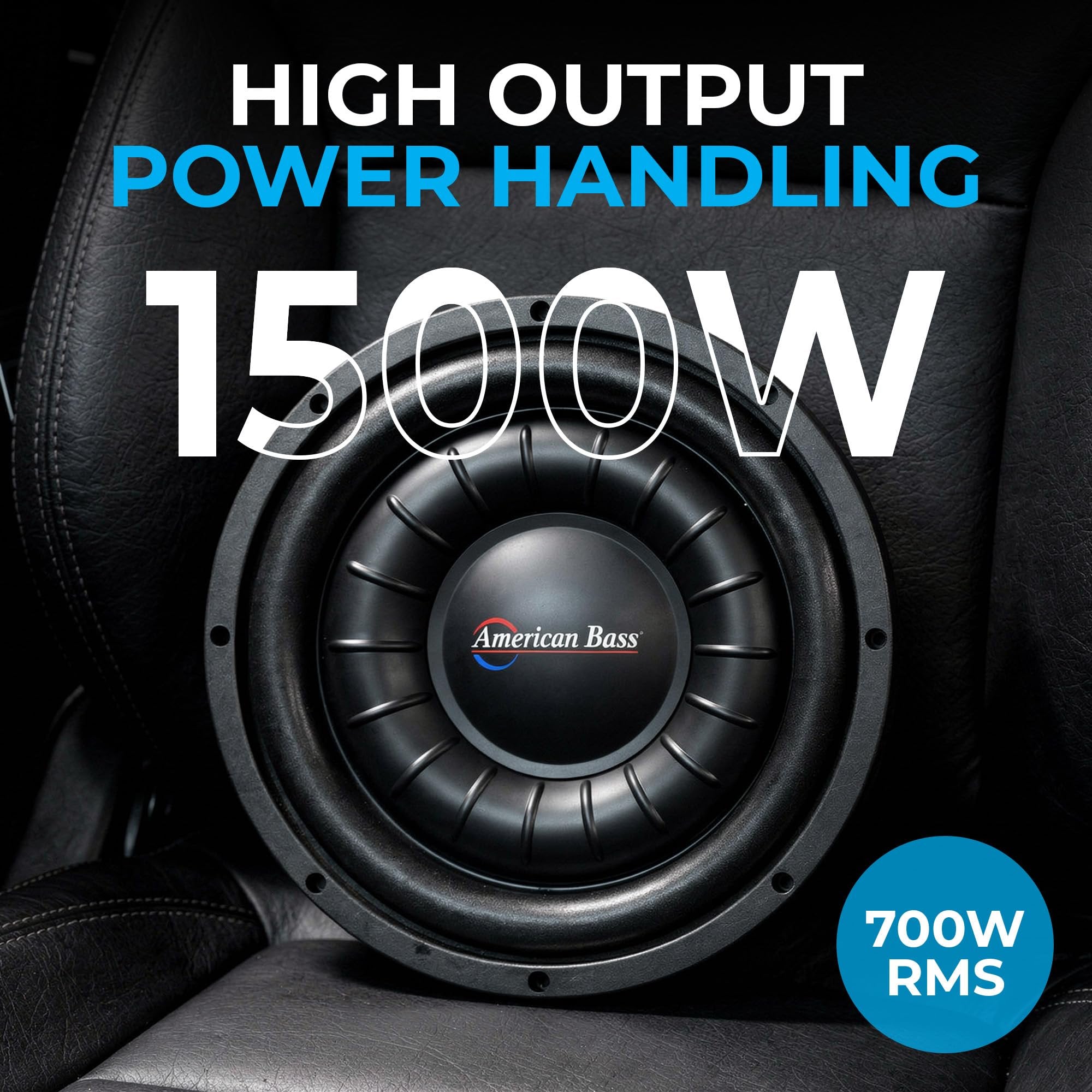 American Bass Hawk Slim 10” Subwoofer, 700W RMS / 1500W Max, Dual 4 Ohm, Shallow Mount, 2.75” Voice Coil, High Output 10in Slim Subwoofer Car Audio Driver for Tight Installs and Deep Bass
