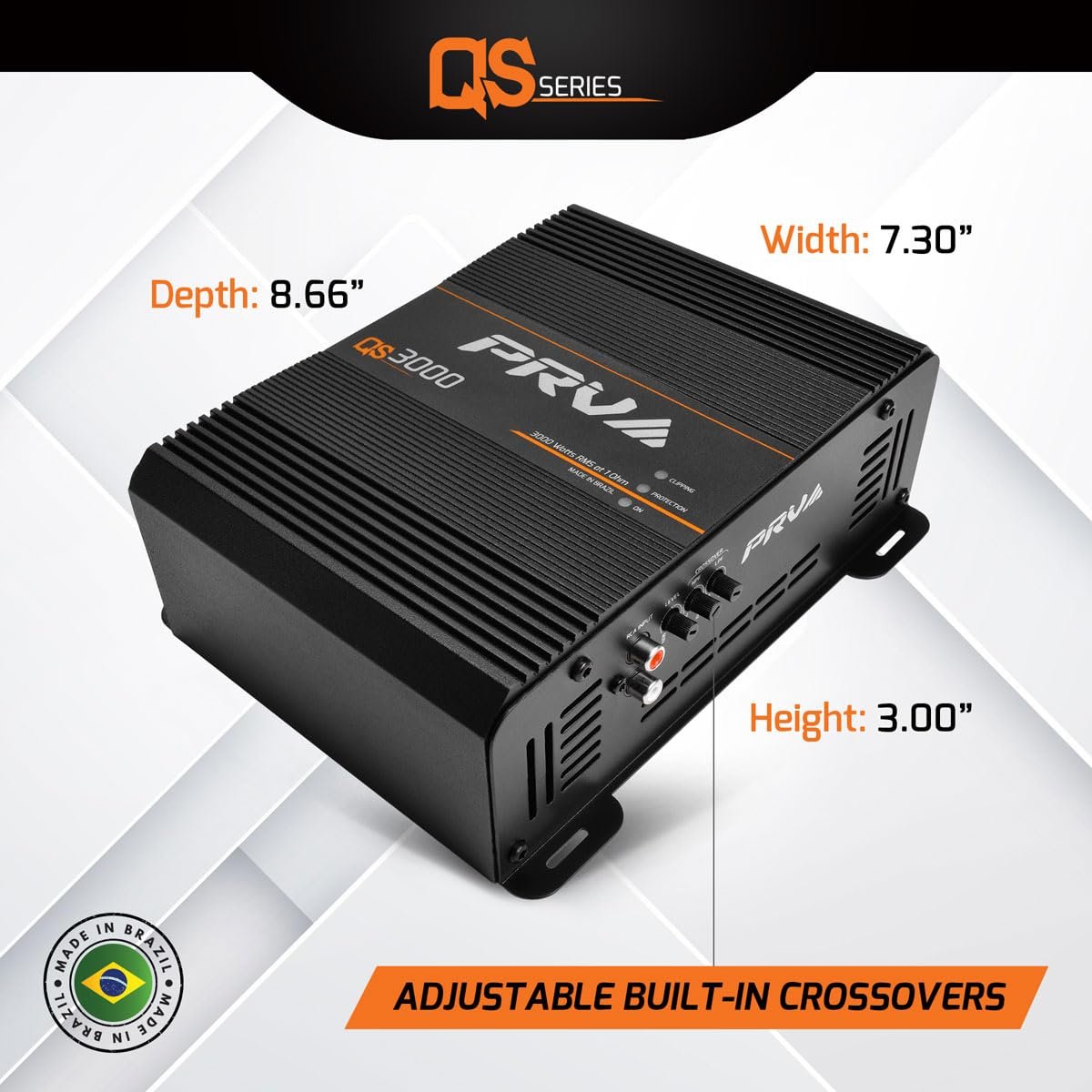 PRV Audio QS3000 1 Ohm 3000 Watt Amp Car Audio Amplifier Full Range HD Sound Monoblock 3K Car Amp with Built-in HPF and LPF Controls for PRO Audio Systems