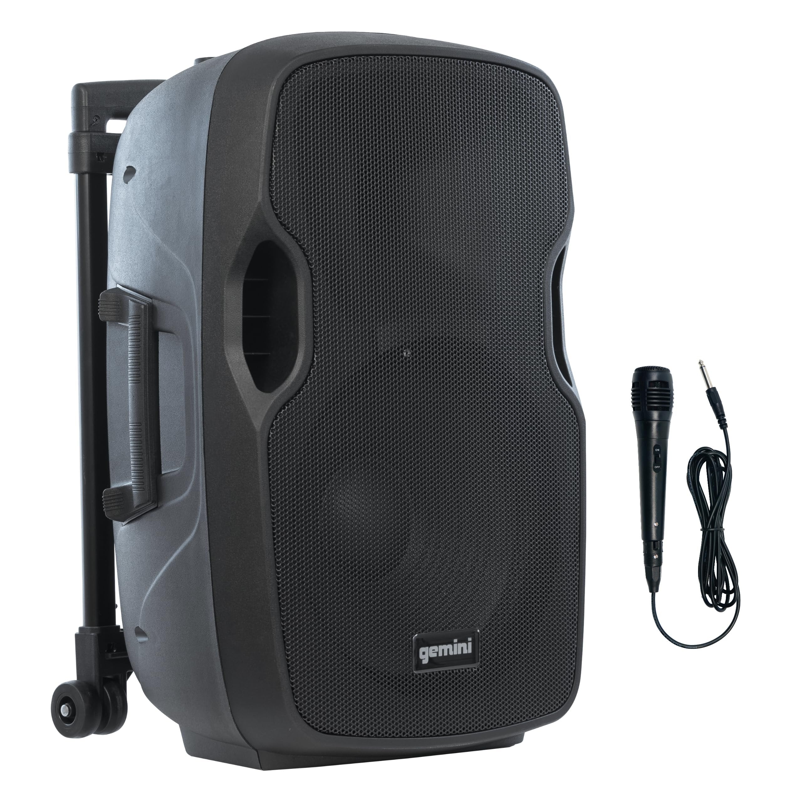 Gemini Sound AS-12TOGO - Portable Bluetooth Speaker with Trolley & Microphone - Rechargeable Outdoor Speaker System for Events & Karaoke - 1500W Powerful Sound, FM Radio, USB/SD Playback
