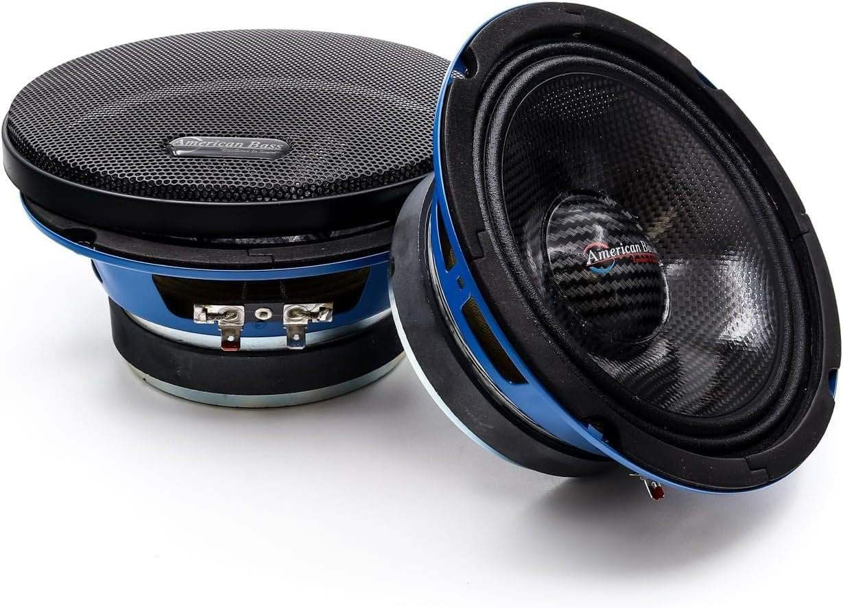 American Bass Godfather Series 6.5" Midrange Speakers, Pair of 800W Max / 400W RMS 6.5 Inch Midrange Speakers with Carbon Fiber Cone, 4 Ohm, 95dB Sensitivity, High Output Mid Range Speaker Car Audio