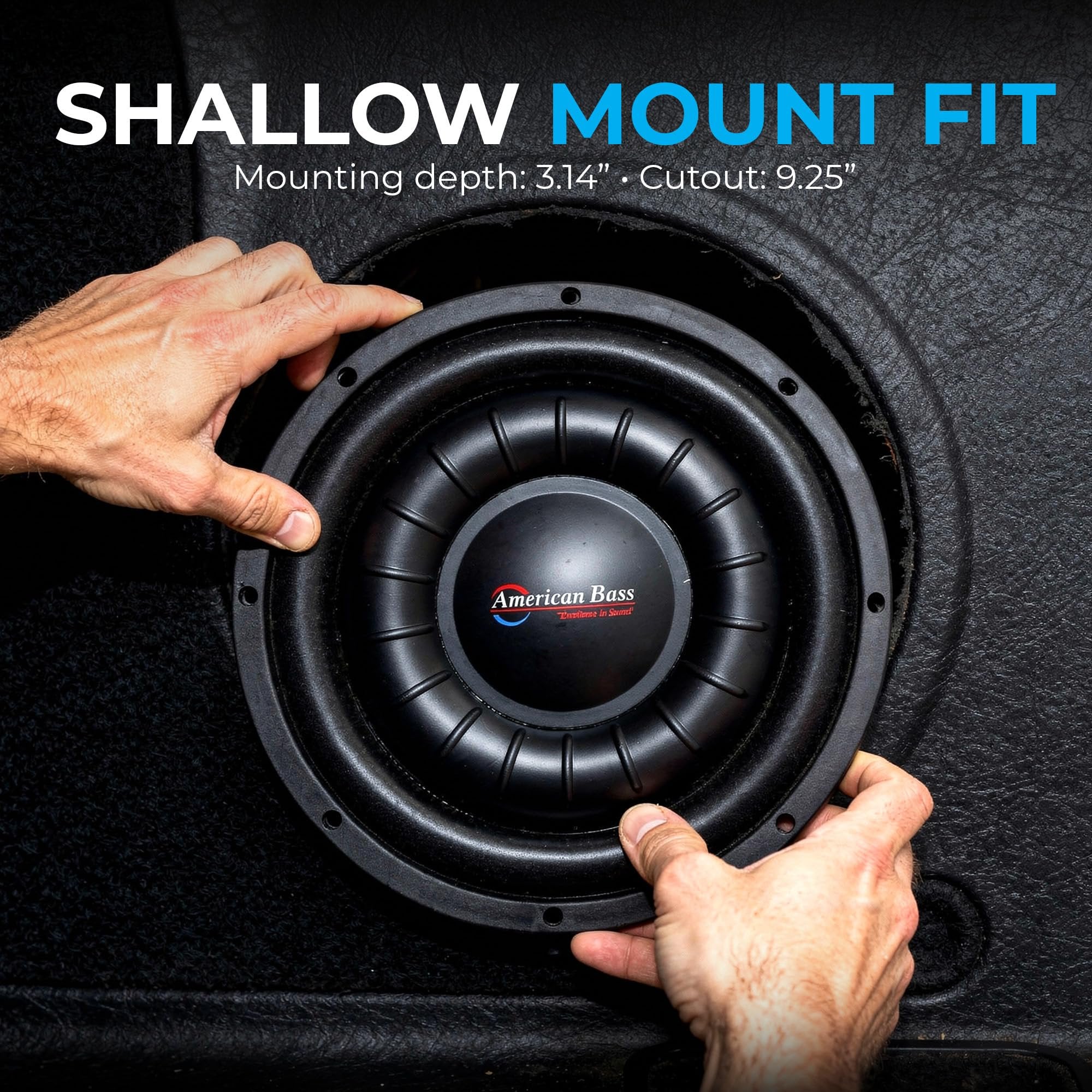 American Bass Hawk Slim 10” Subwoofer, 700W RMS / 1500W Max, Dual 4 Ohm, Shallow Mount, 2.75” Voice Coil, High Output 10in Slim Subwoofer Car Audio Driver for Tight Installs and Deep Bass