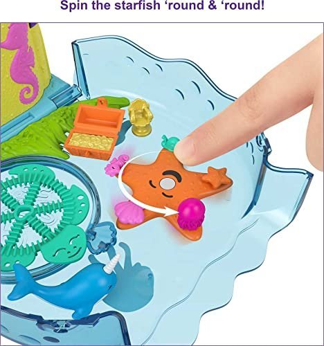 Polly Pocket Bubble Aquarium Playset with Polly & Mermaid Micro Dolls, 2 Bubble-Making Features, Bubble Solution & 18 Accessories, Pop & Swap Pieces
