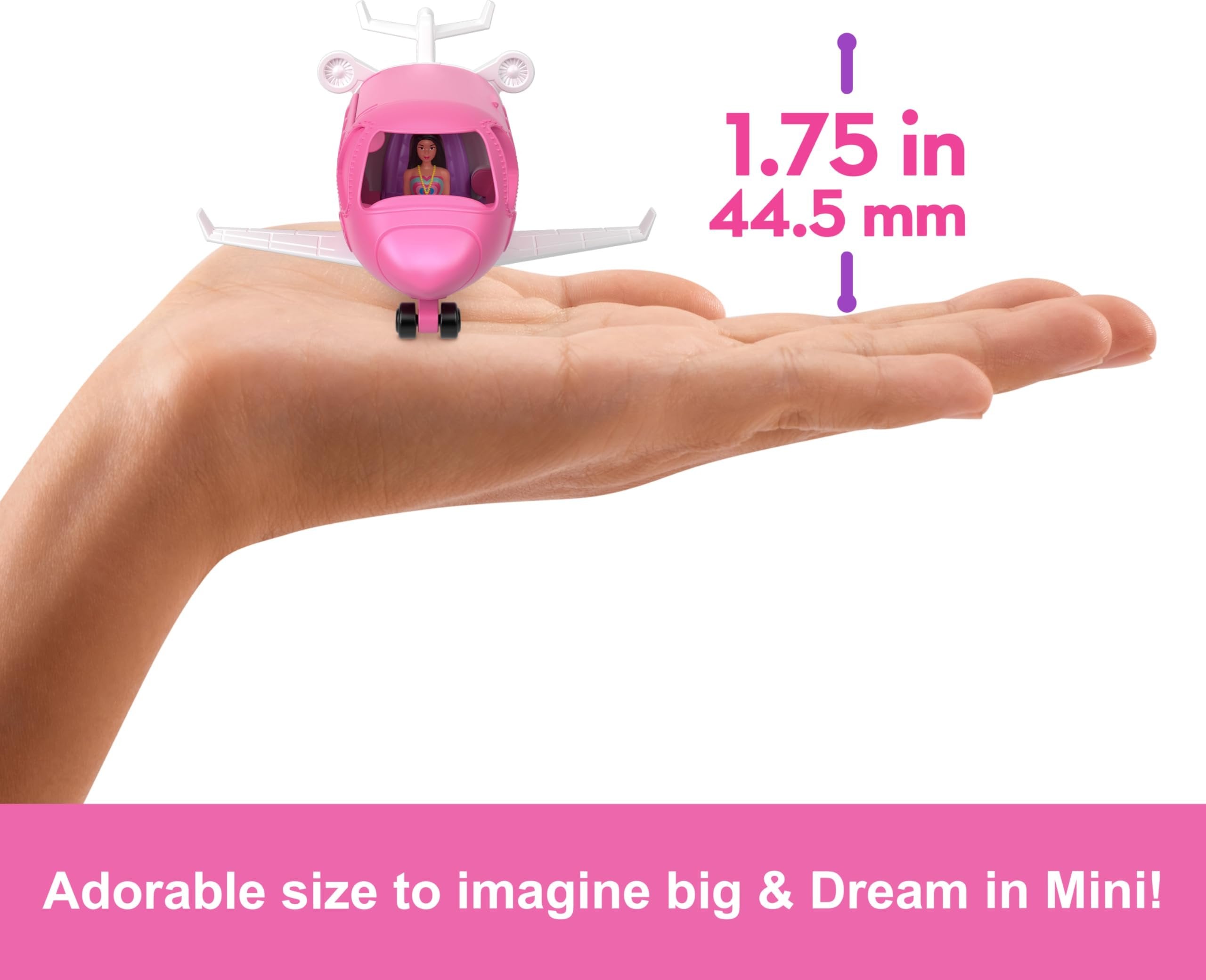 Barbie Mini BarbieLand Toy Vehicle Playset with 1.5-inch Doll & DreamPlane with Working Doors & Color-Change Surprise