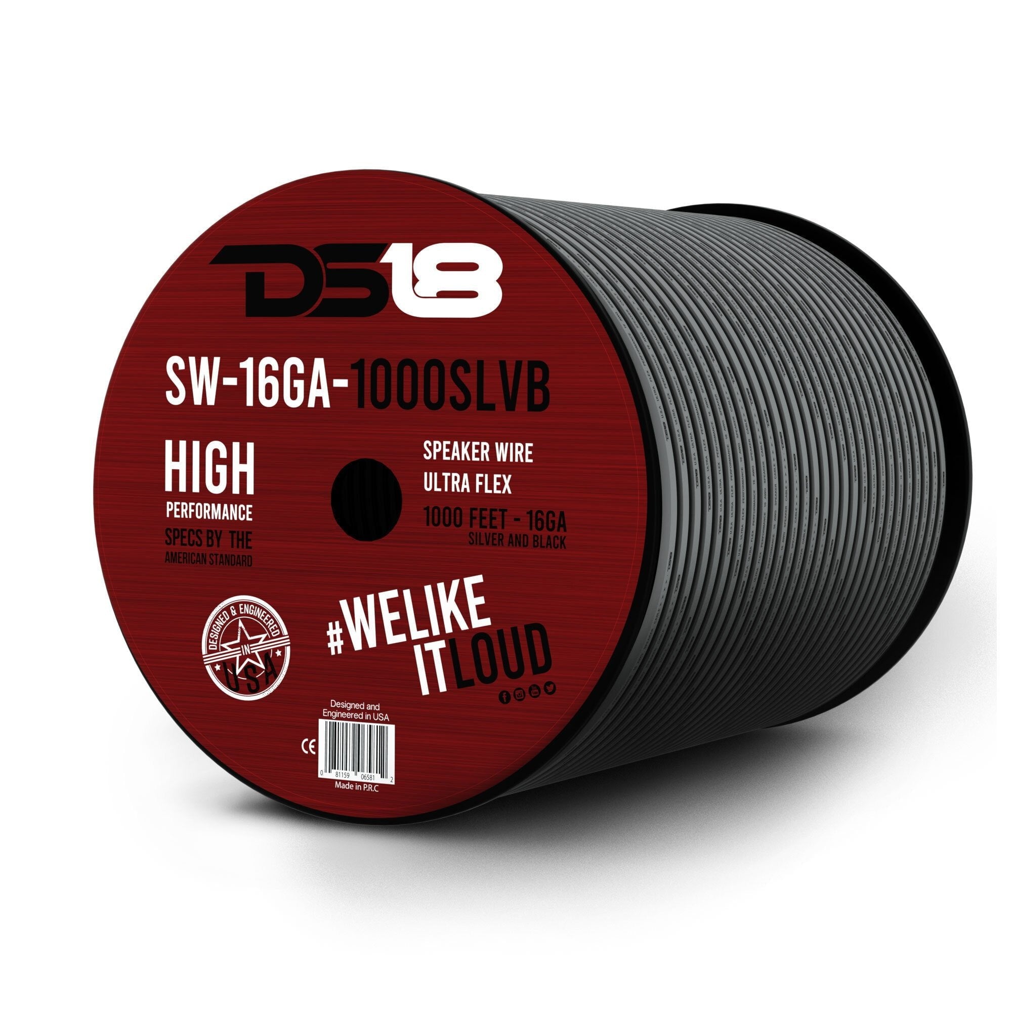 1000 Ft 16 Gauge AWG Speaker Wire Car Audio 1000' Black Red Zip Wire DS18 Spool