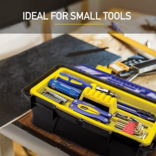 GOODYEAR - 13 Inch Small Tool Box with [Removable Side Comportment], Plastic Box with Handle, Tool Organizer Storage Box, Removable Inner Tray, Lightweight & Easy to Carry, Mini Toolbox