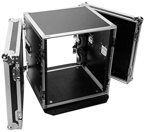 DEEJAY LED Durable Amp Rack 18" Deep ATA 300 Style with Heavy Ball Corners Latches and Rubber feet, Flight Road Amplifier Case with Wheels from Marathon Includes Spring Action Handles (TBH12UADW)